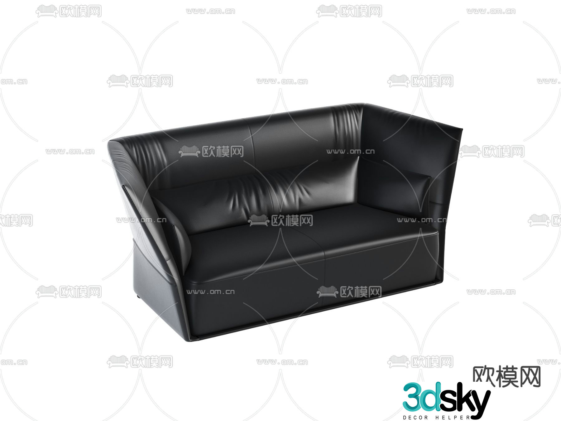 Two-person sofa casual sofa leather sofa 3d model