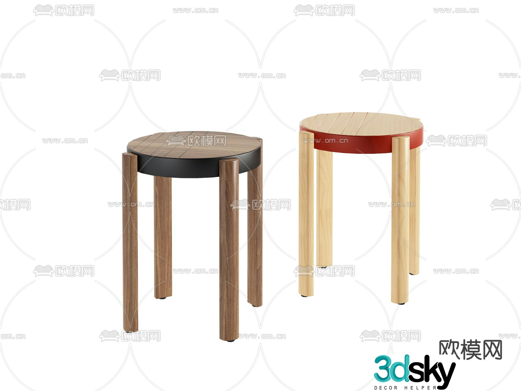 Modern seat stool round stool 3d model