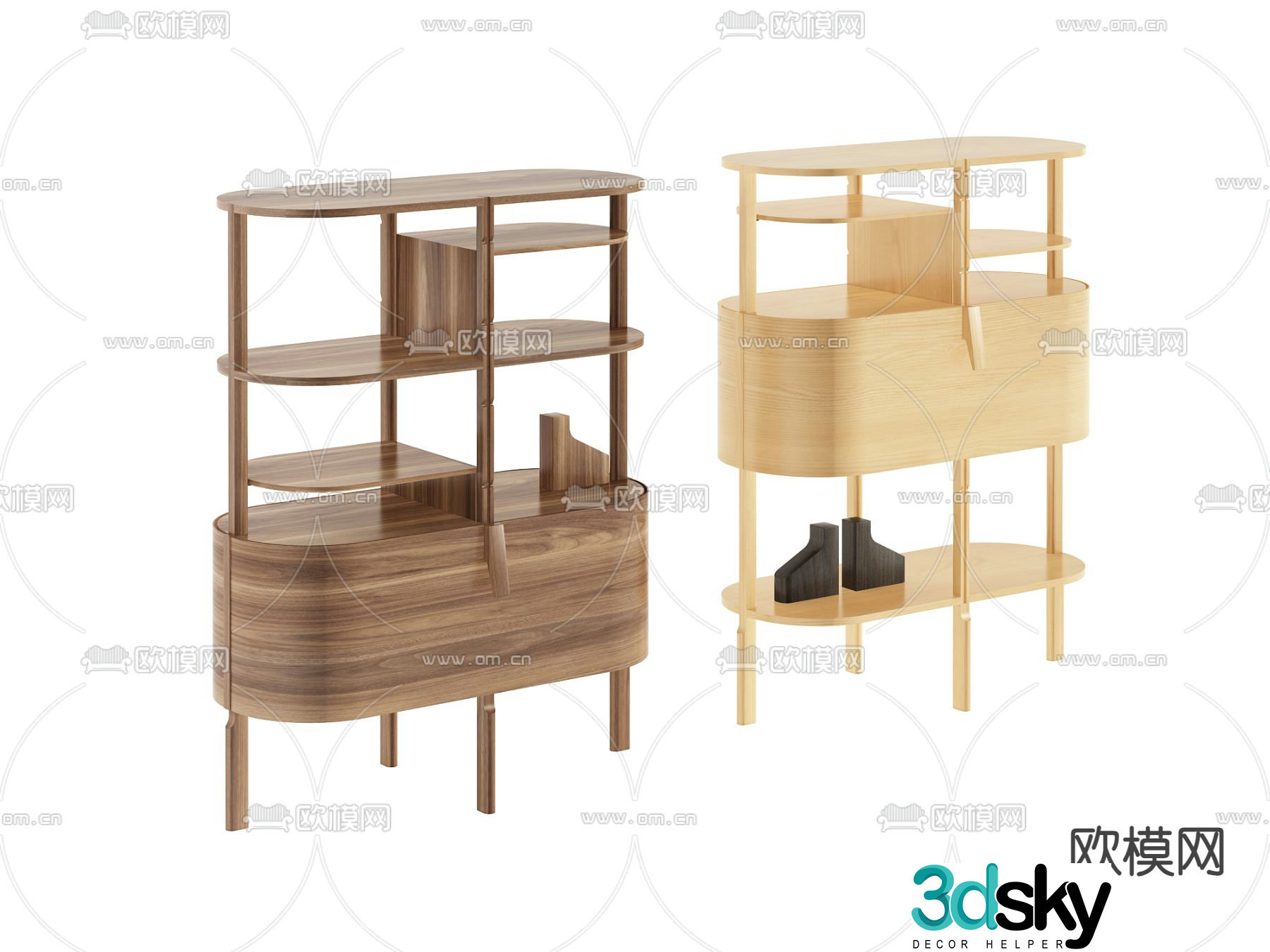 Solid wood shelf Decorative cabinet Storage cabinet 3D model