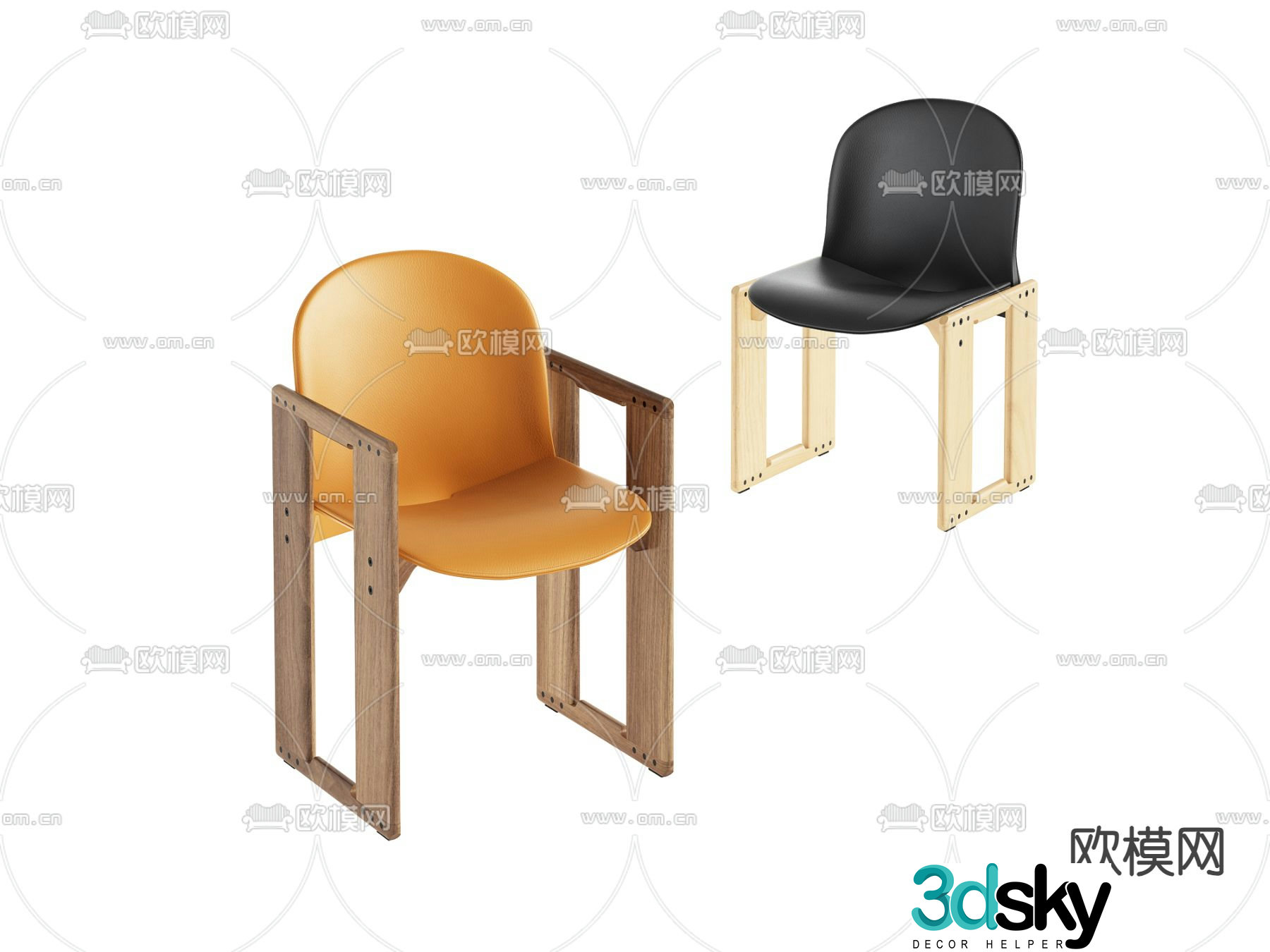 Leather chair lounge chair 3d model