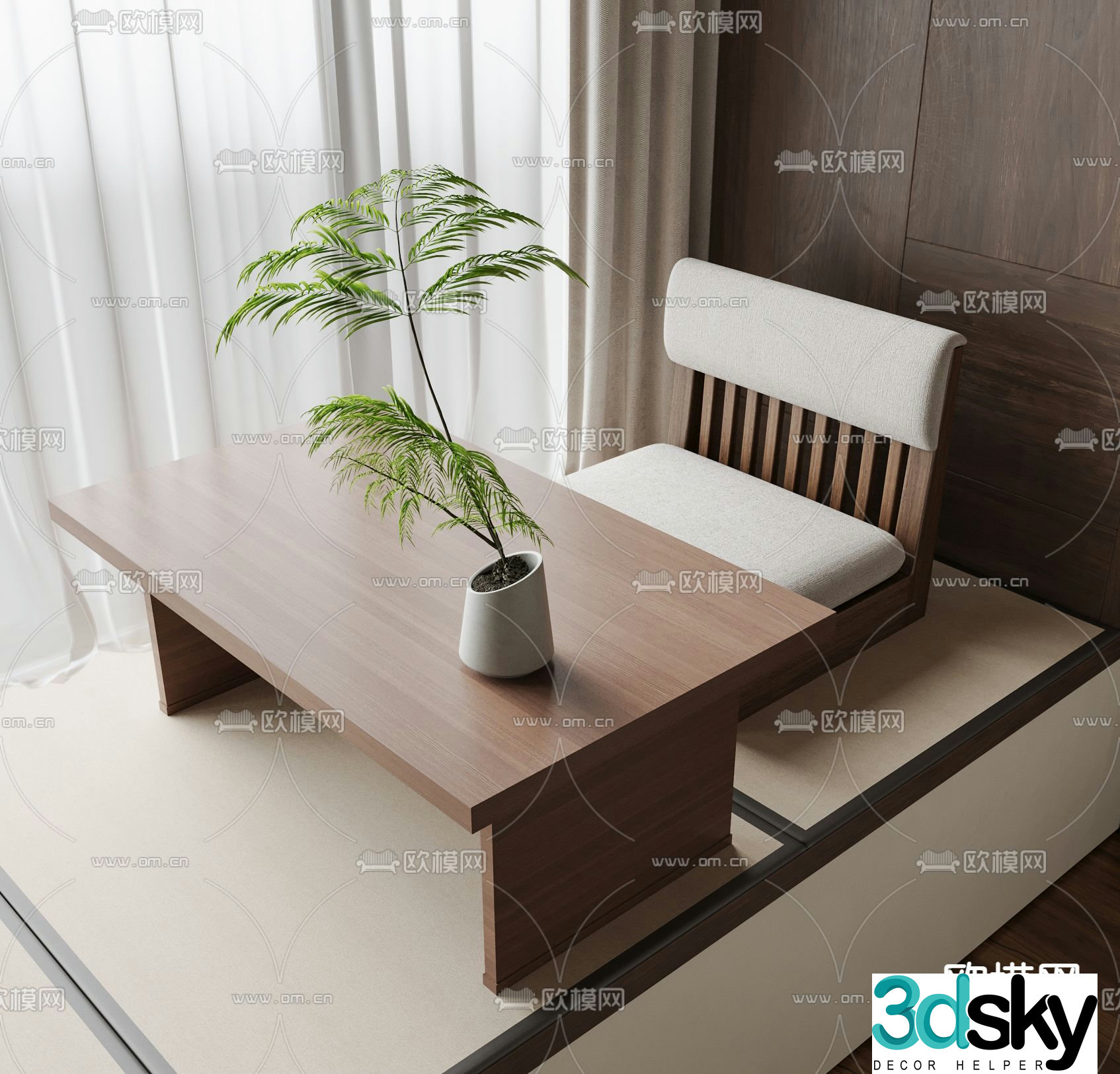 Bay window small tea table 3D model