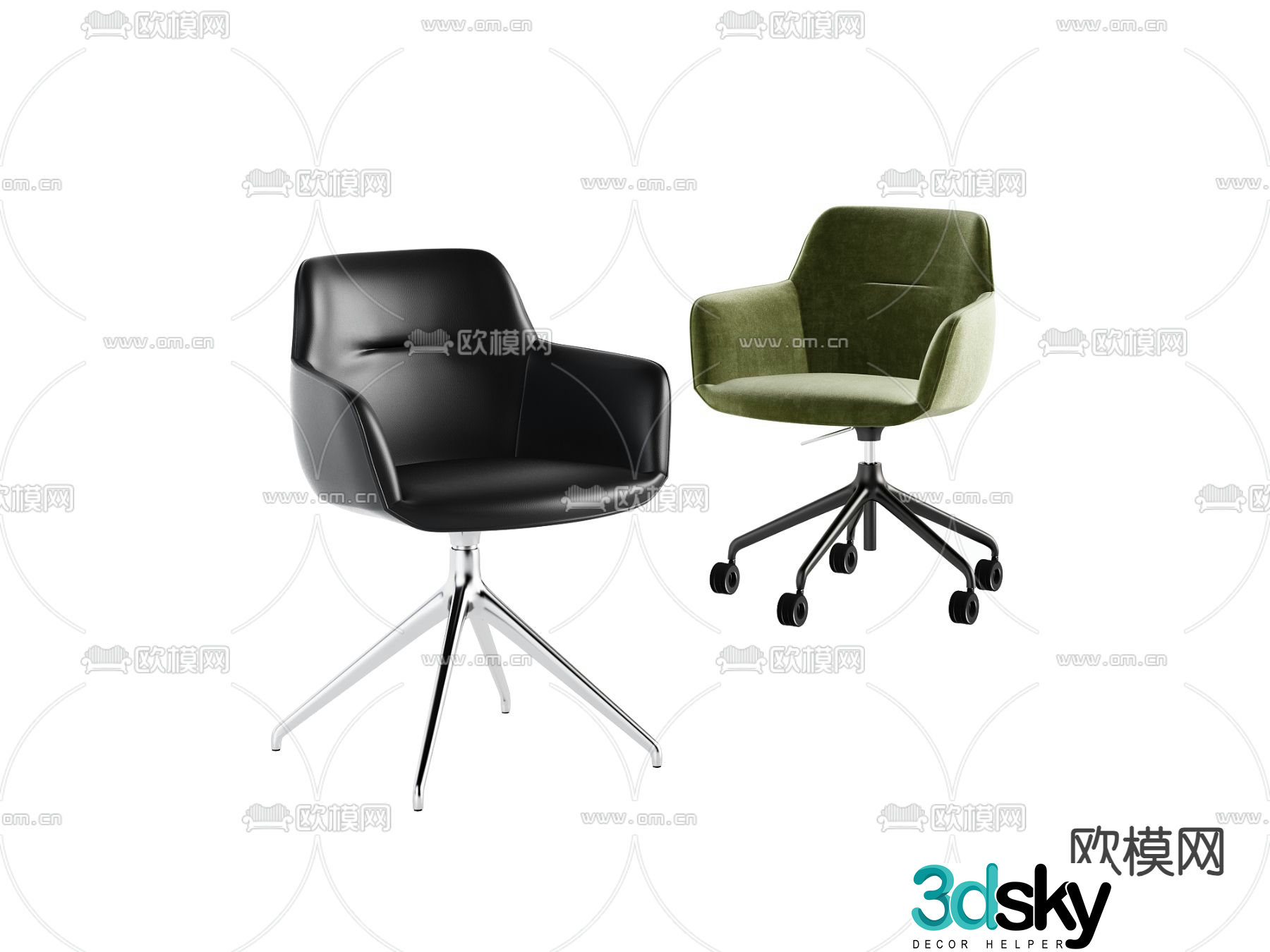 Modern chair swivel chair office chair 3d model