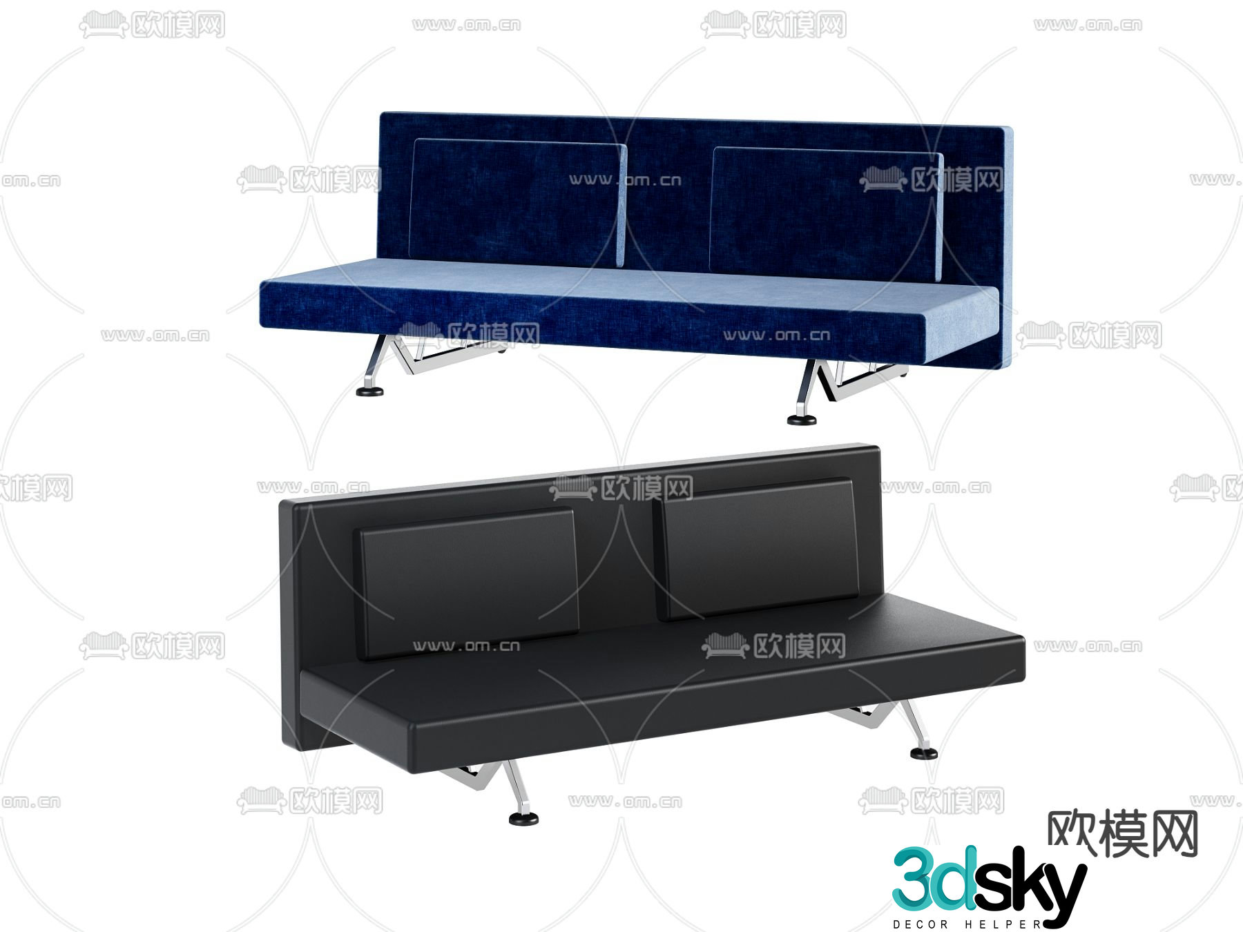 3d model of double sofa