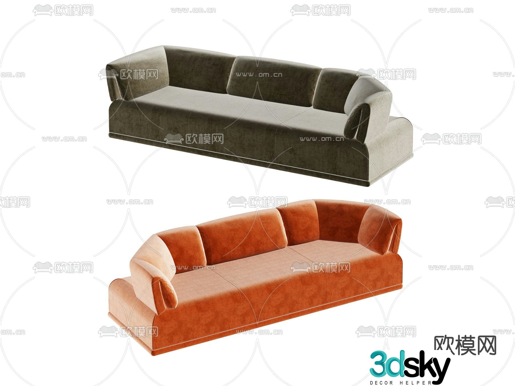 Modern sofa casual sofa three-person sofa 3d model
