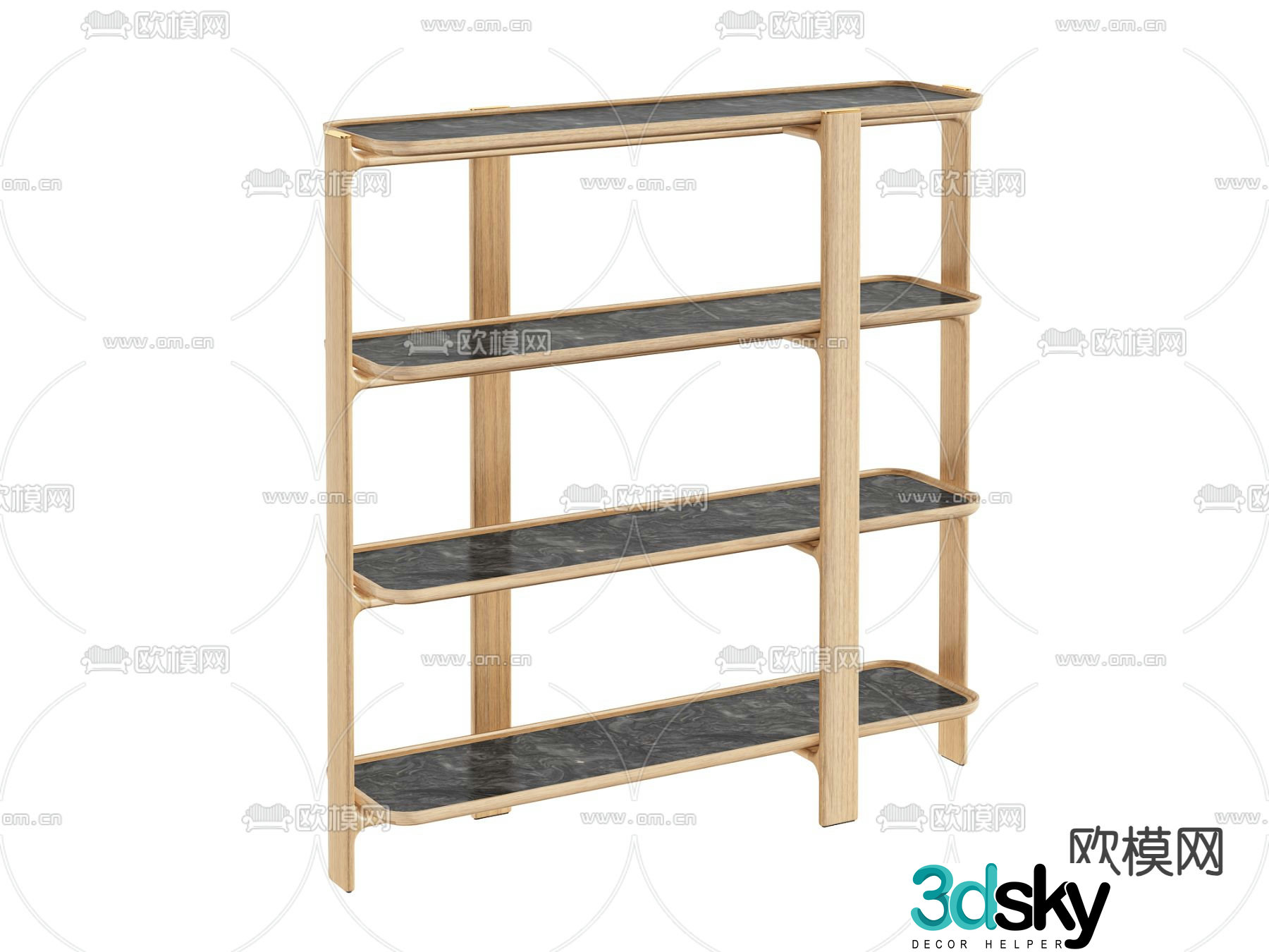 Modern bookshelf shelf 3d model