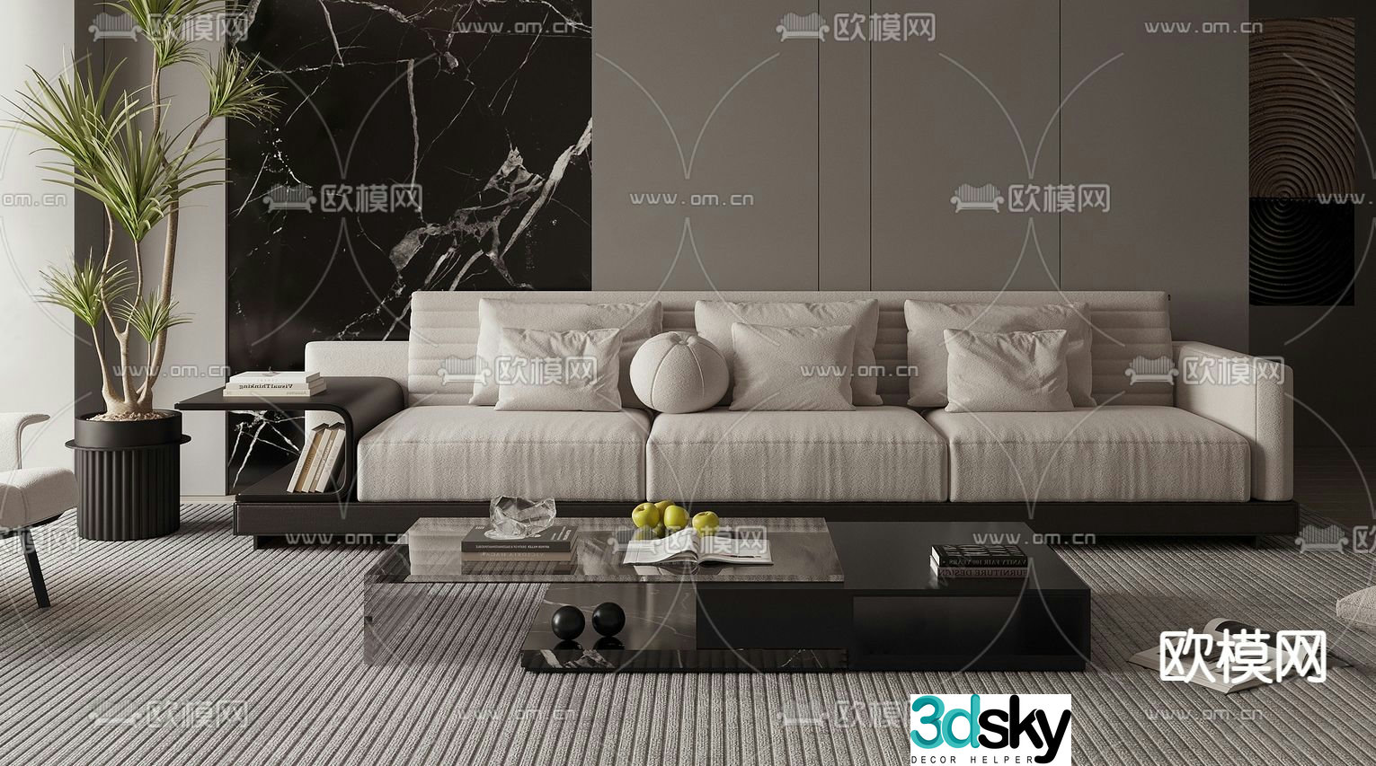 Modern coffee table square table 3d model