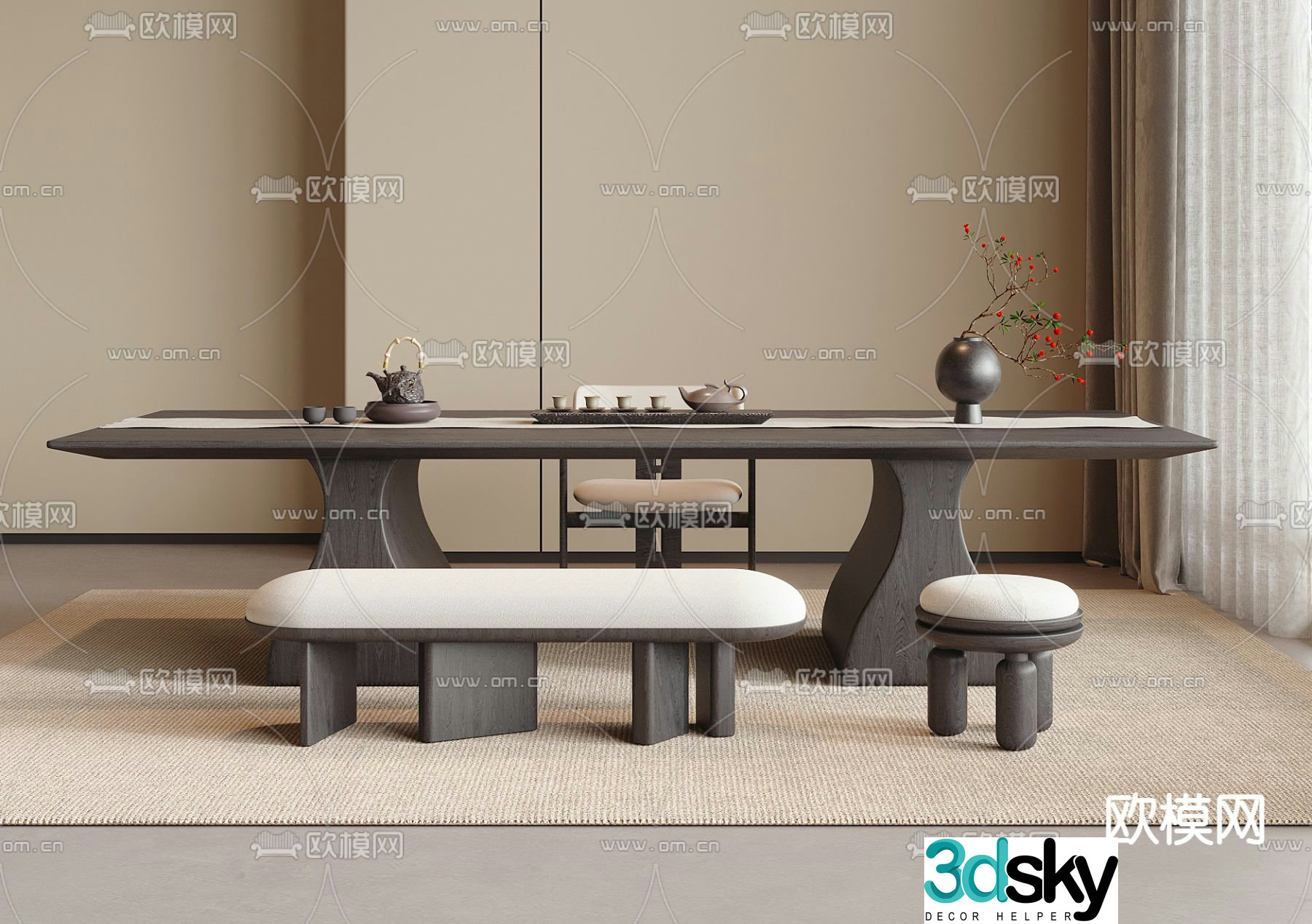 Modern tea table tea table 3d model
