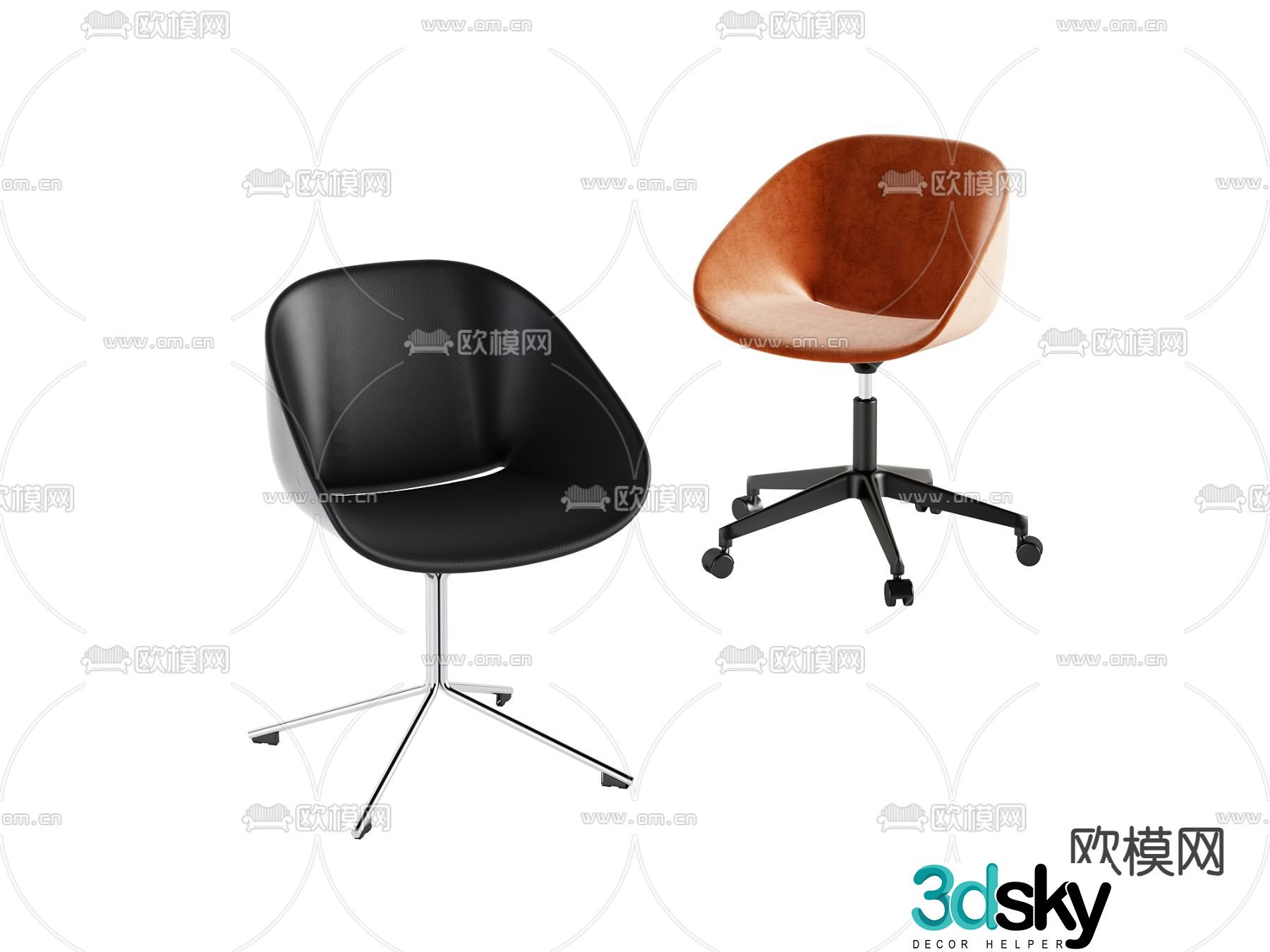 Modern office chair staff chair negotiation chair 3d model