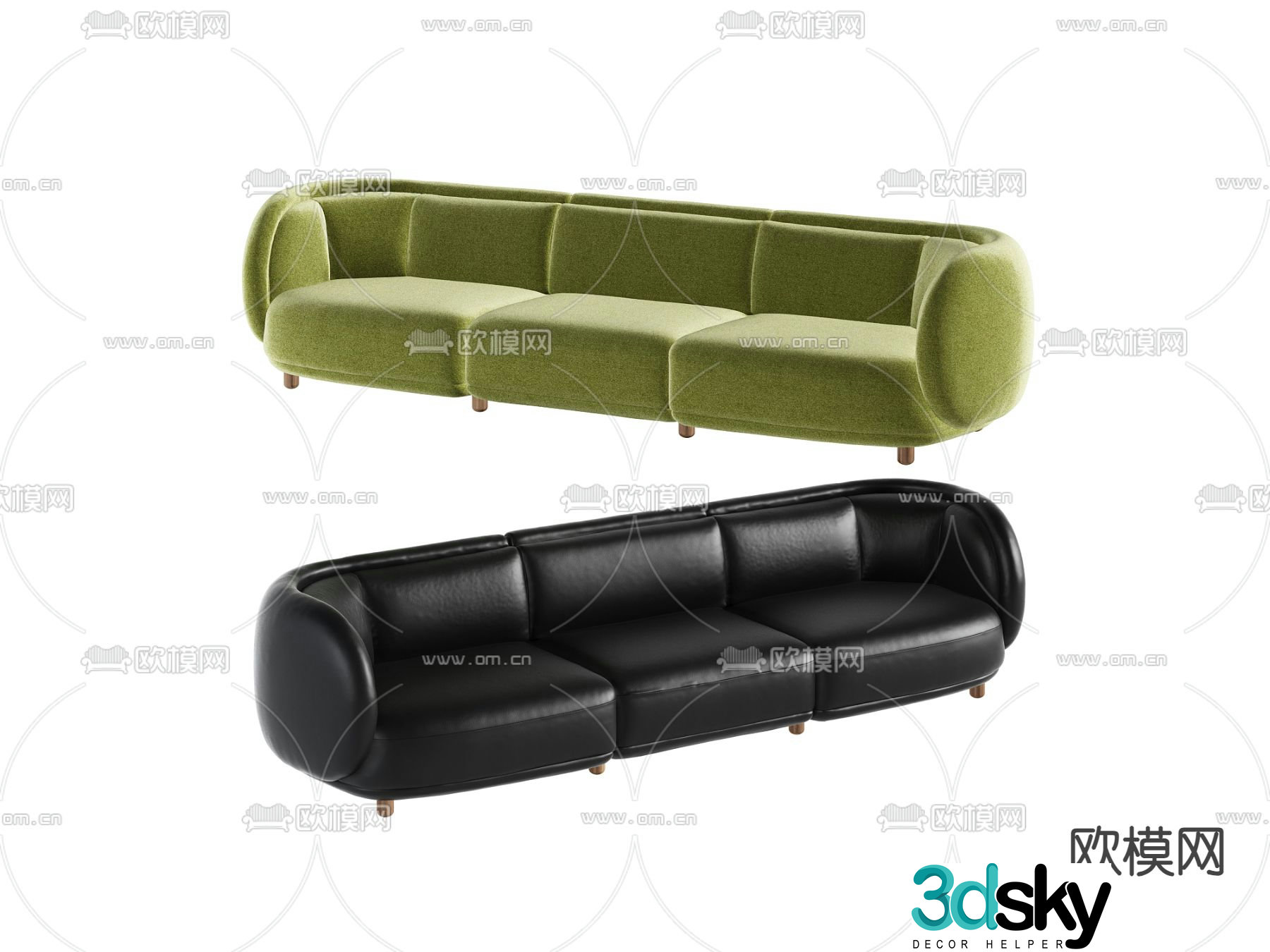 Modern three-person sofa 3d model