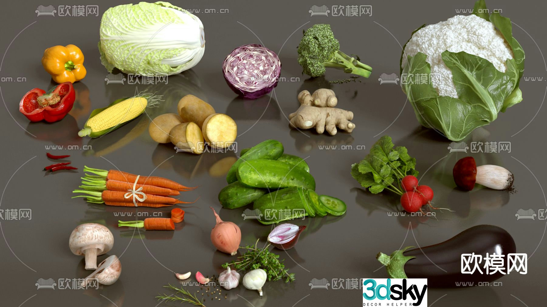 Vegetables fruits and vegetables 3d model
