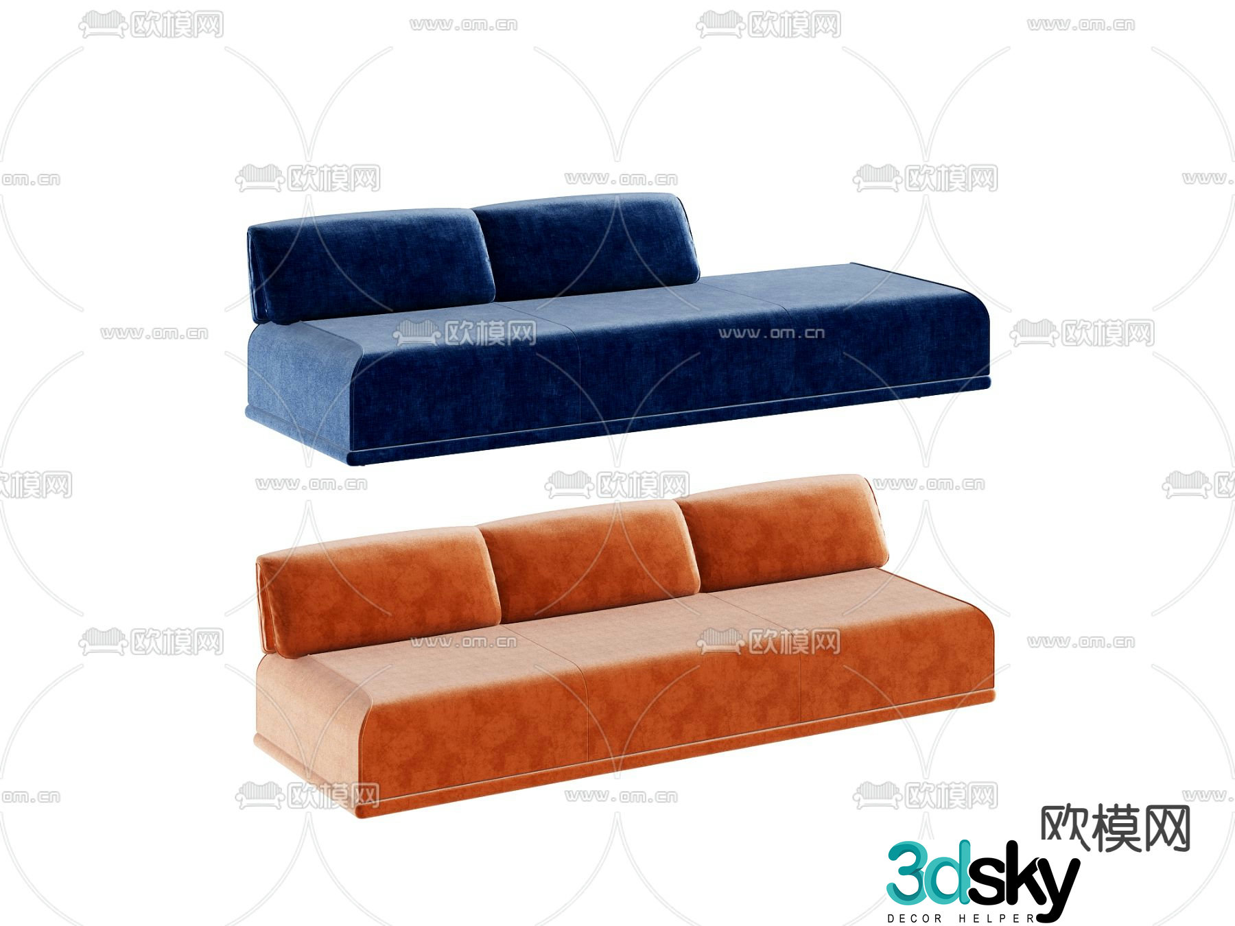 Casual sofa three-person sofa multi-person sofa 3D model