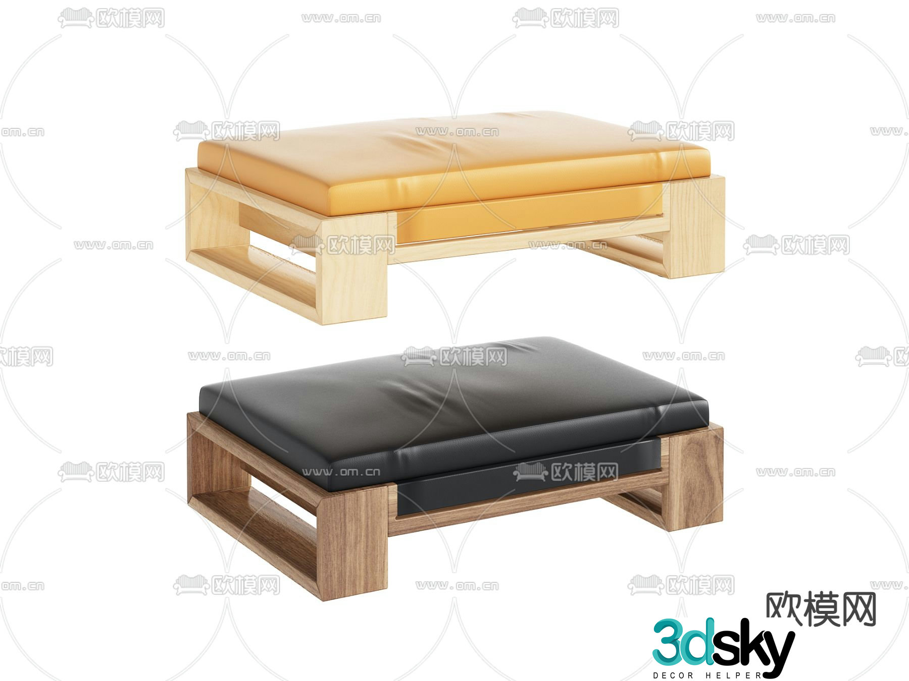 Modern foot pedal sofa stool 3d model