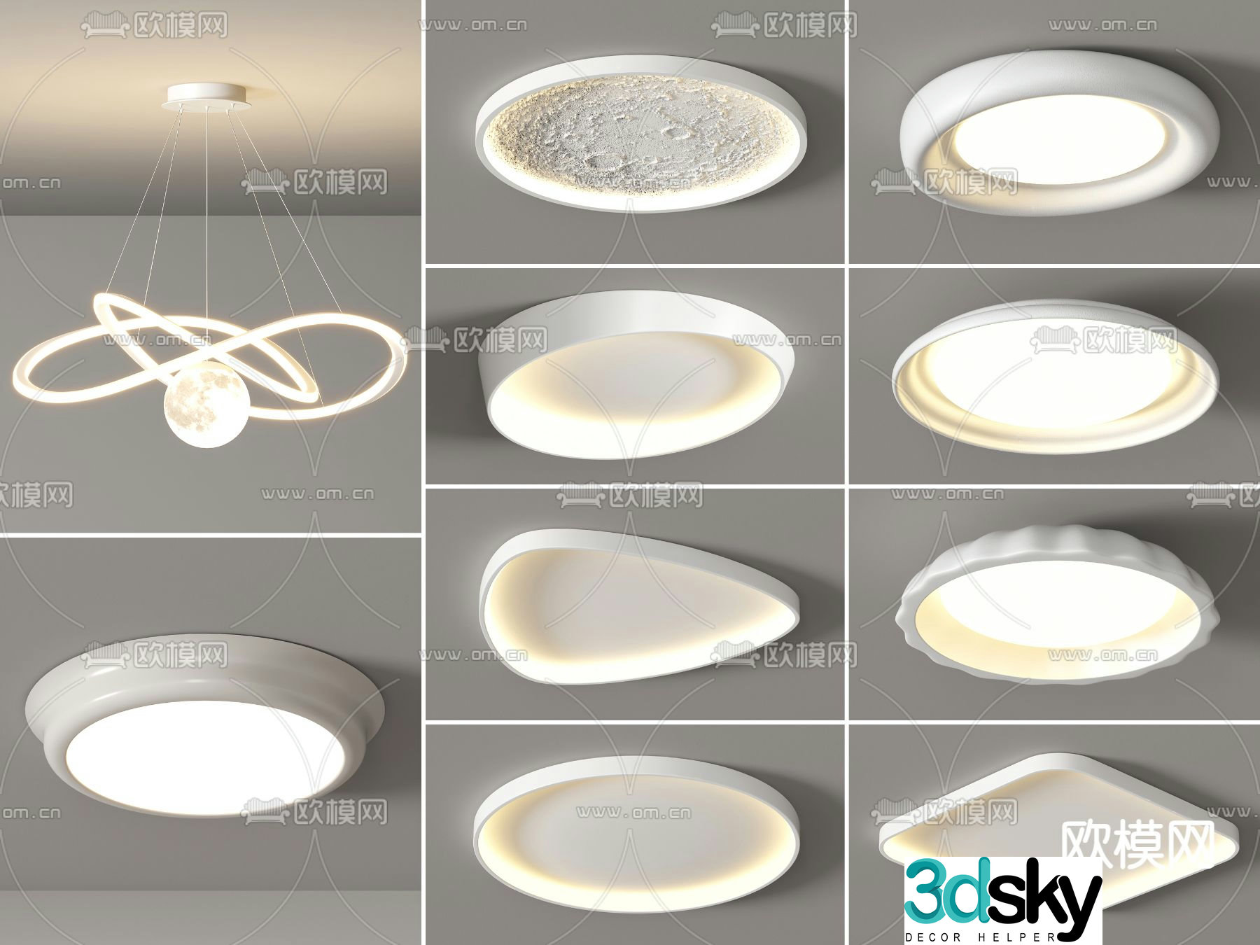 Cream style ceiling lamp living room lamp 3d model
