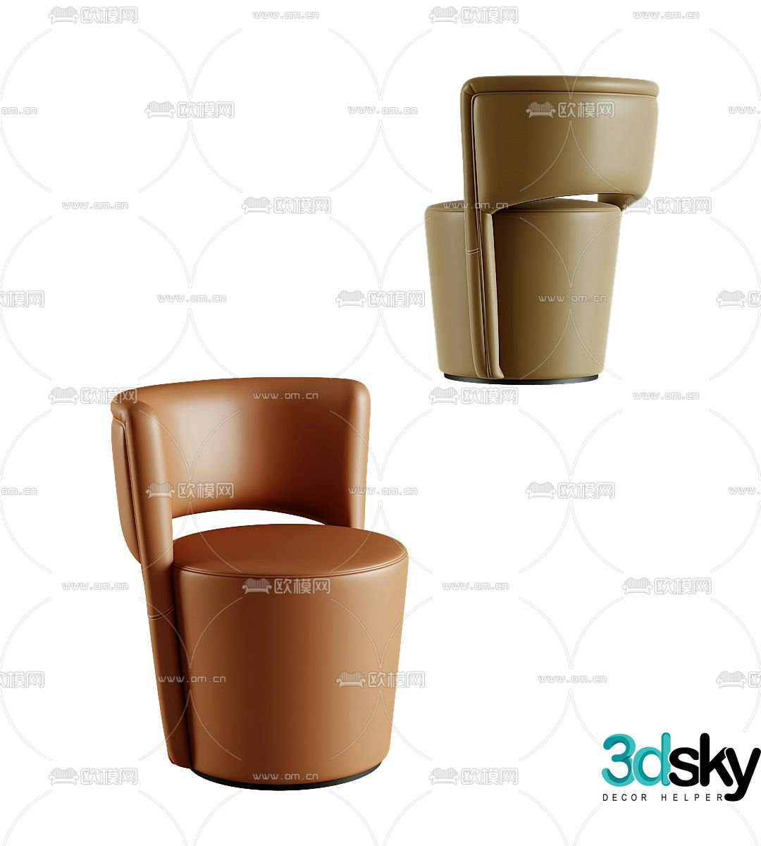 Modern single sofa leather sofa 3d model