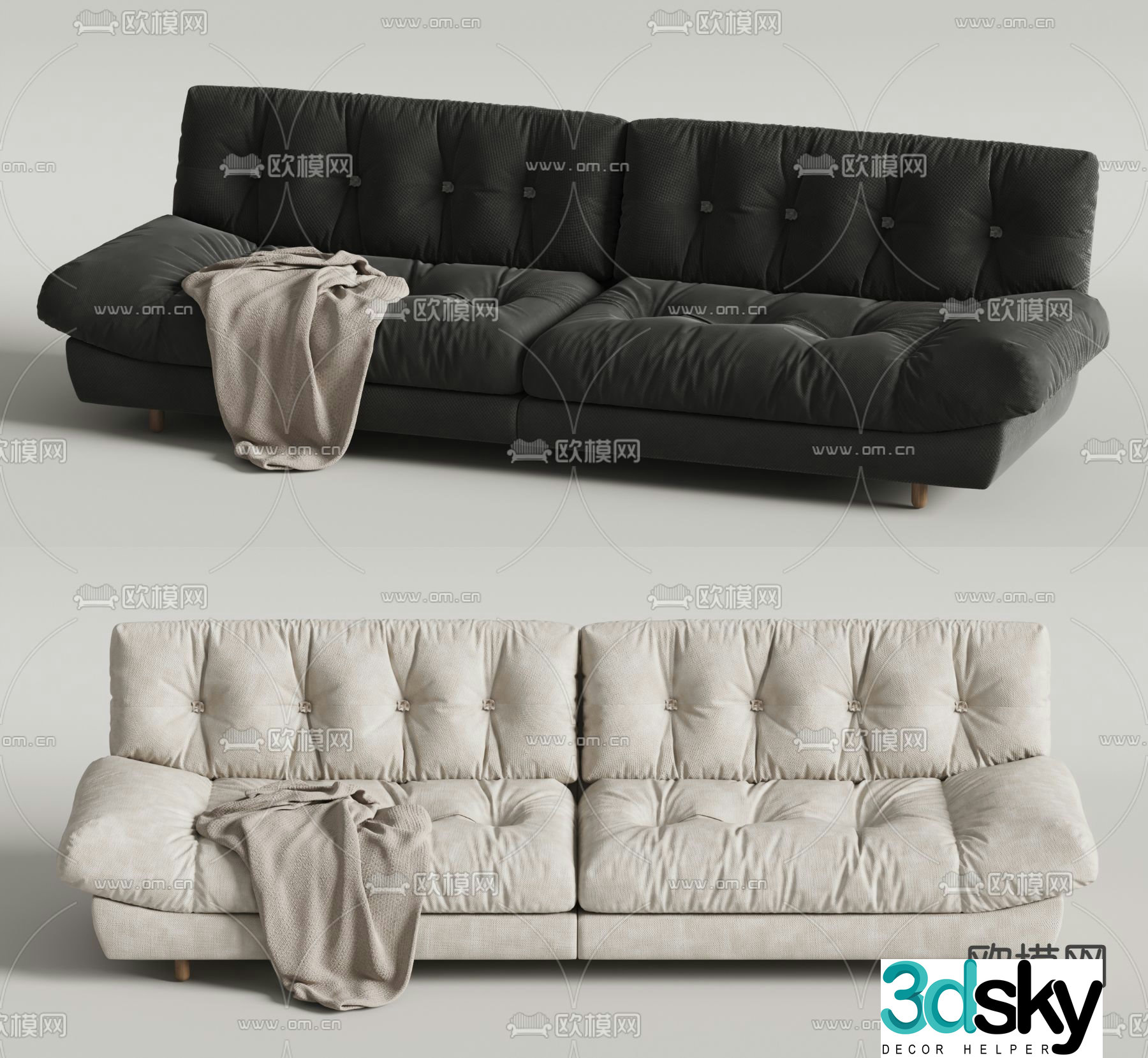 Caracole double sofa upholstered sofa 3d model