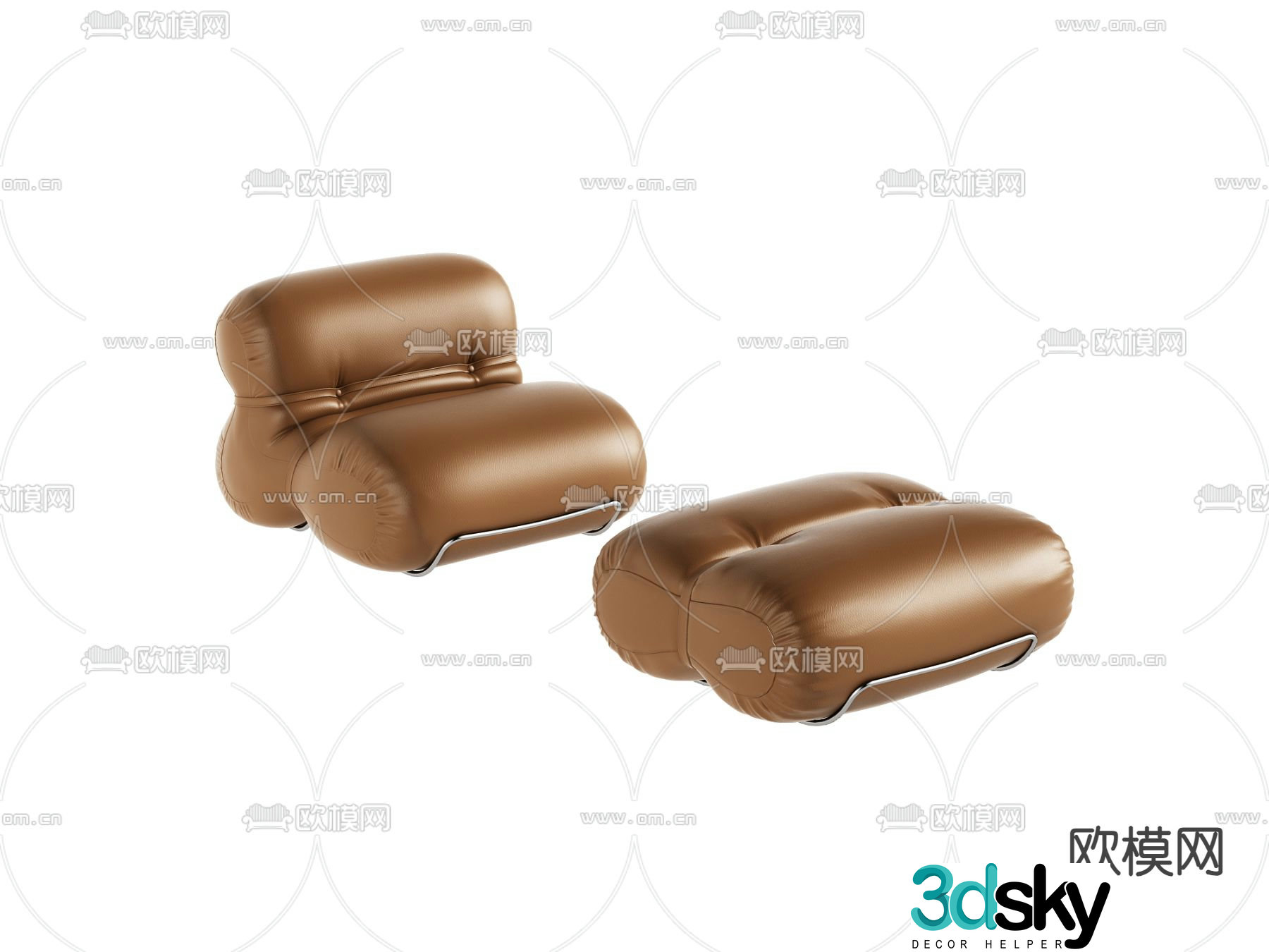 Leather sofa leisure sofa 3d model