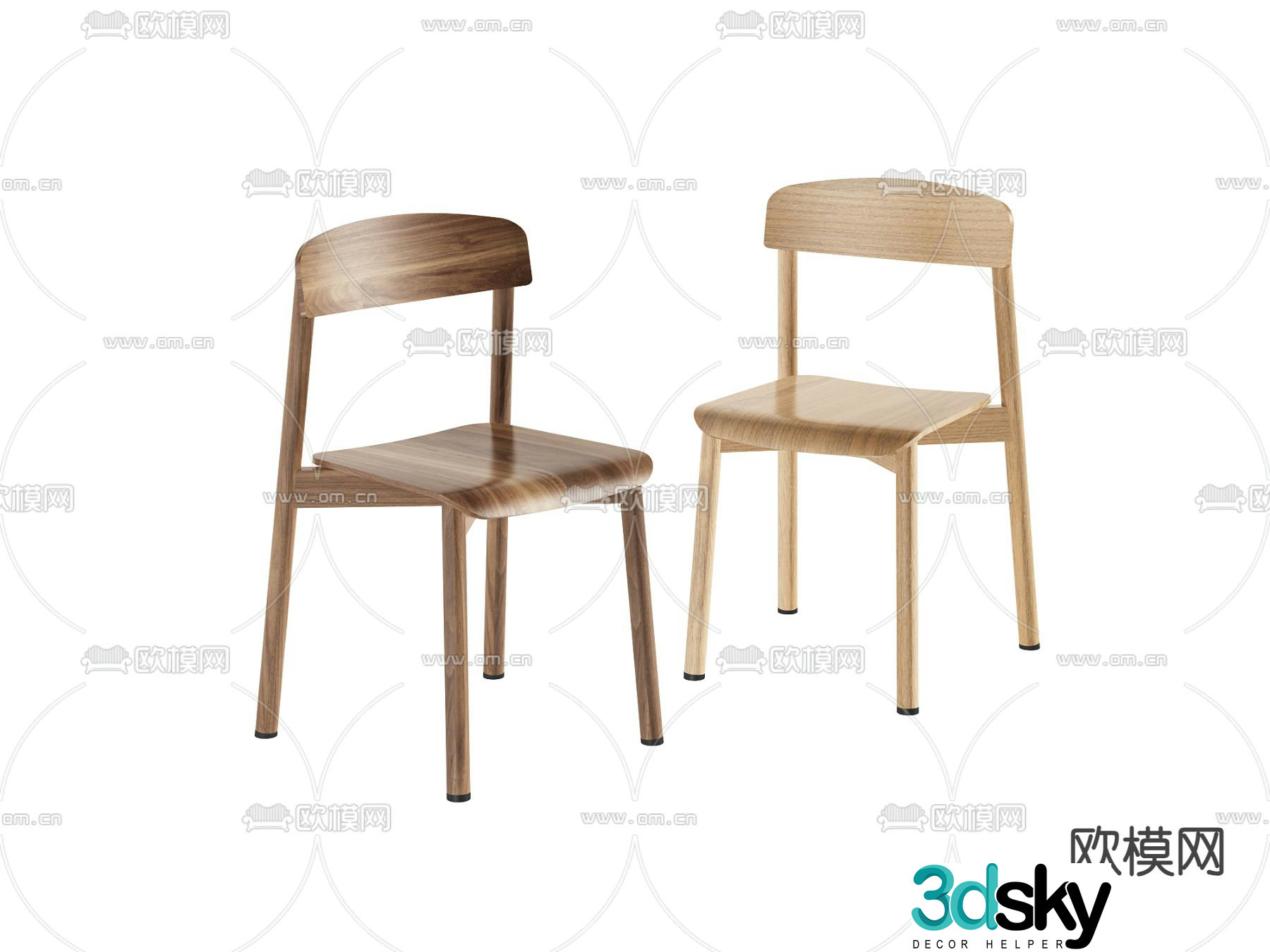 solid wood chair dining chair 3d model