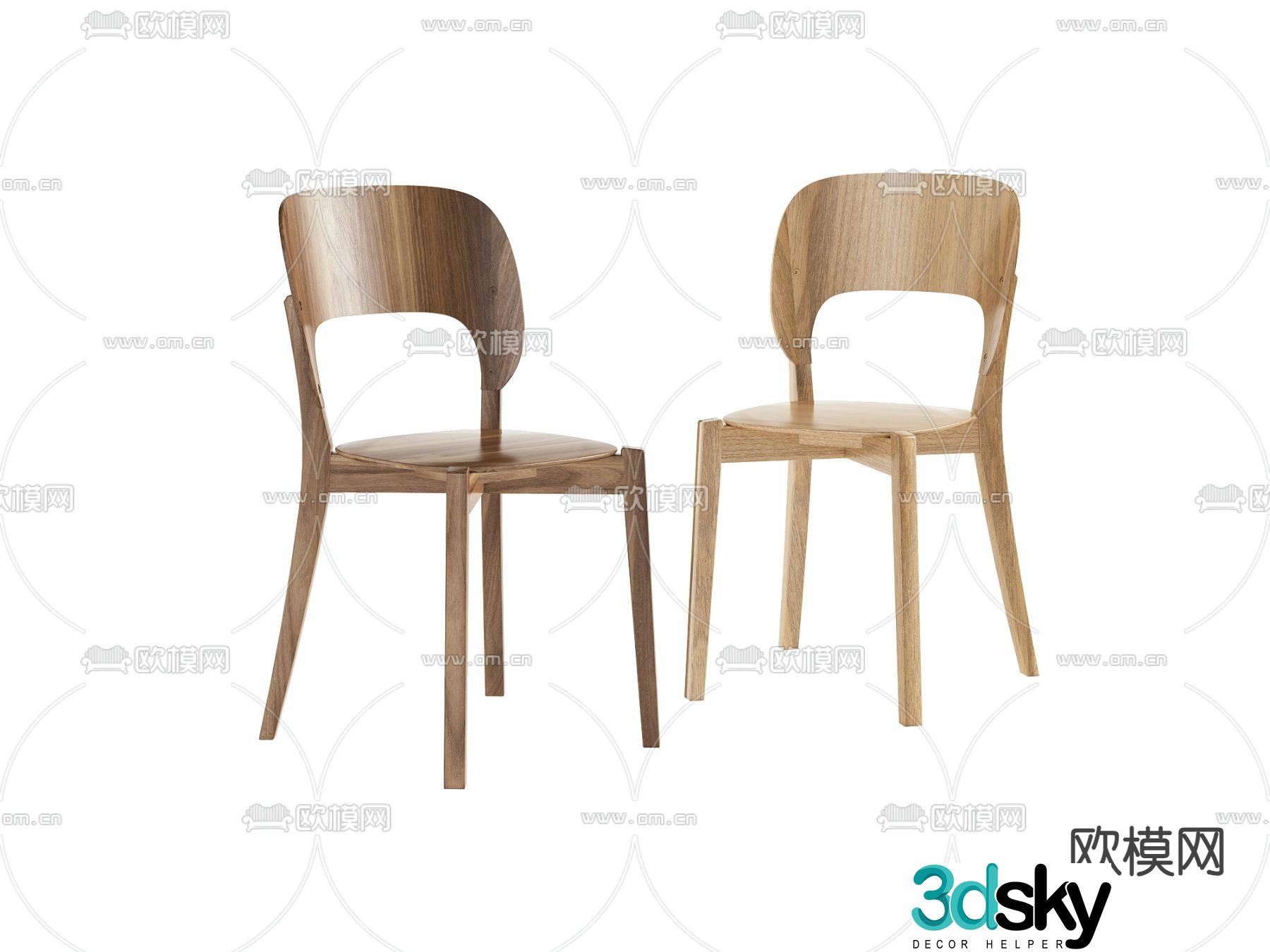 solid wood chair dining chair 3d model