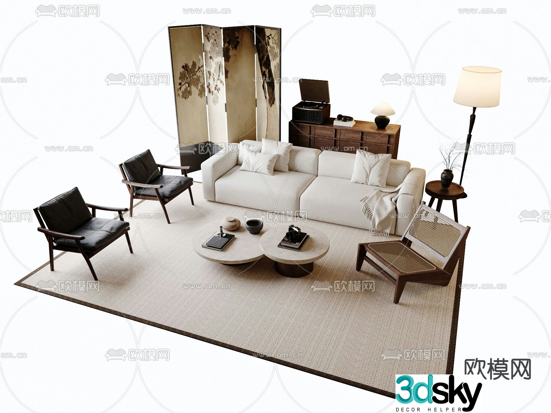 Medieval style modular sofa 3D model