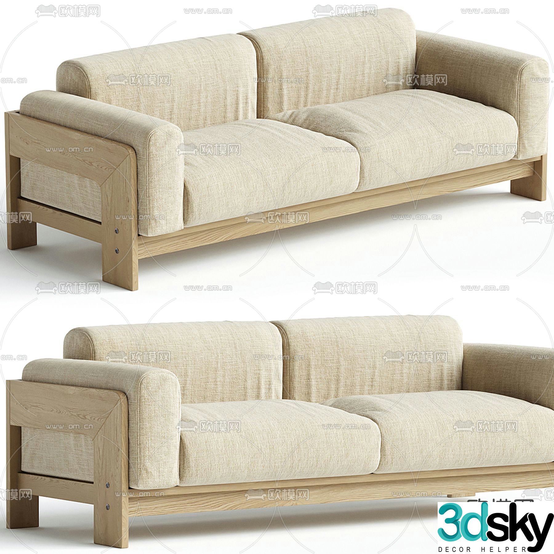 Double sofa leisure sofa velvet sofa 3d model