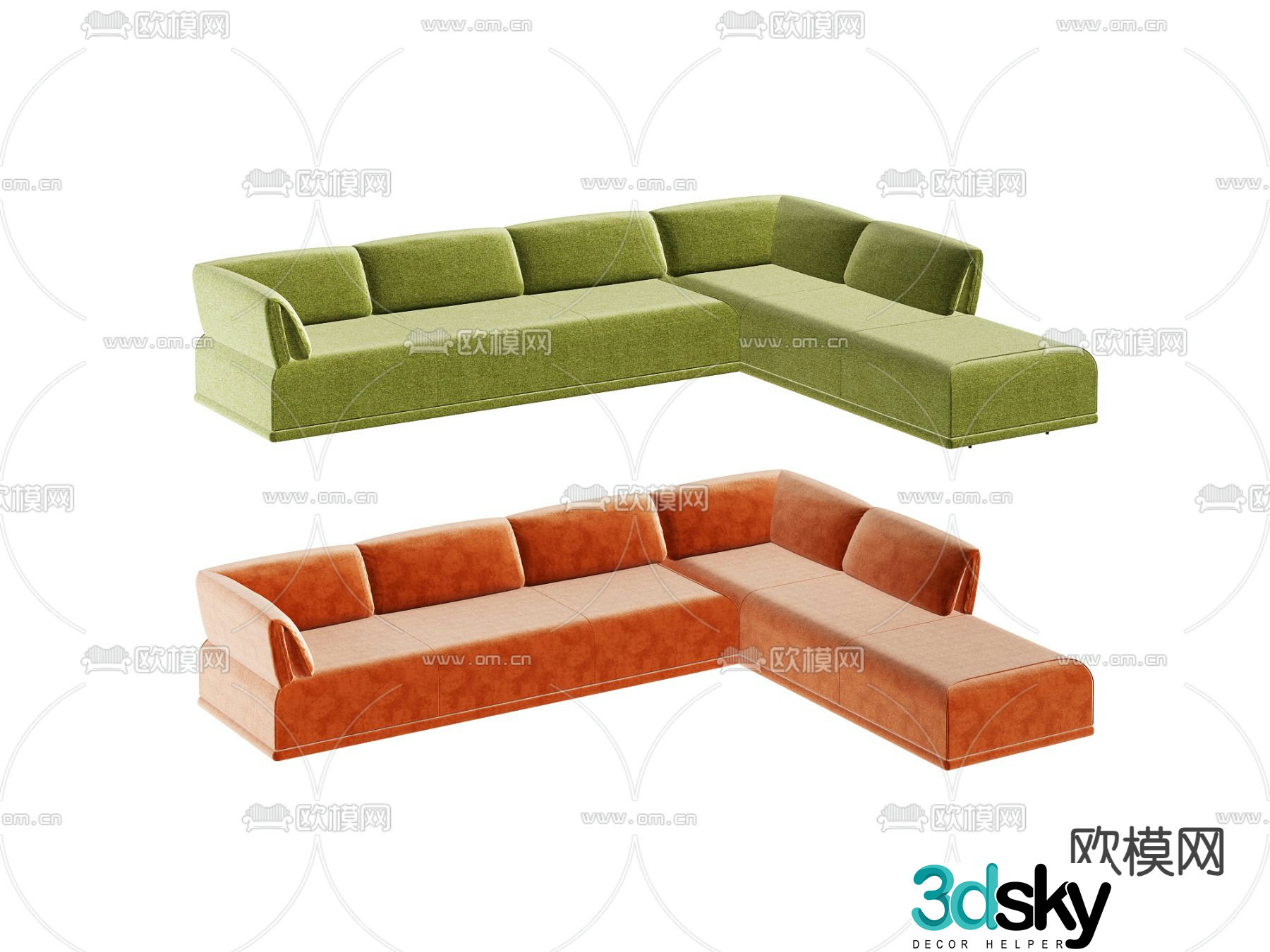 Casual sofa multi-person sofa combination sofa 3d model