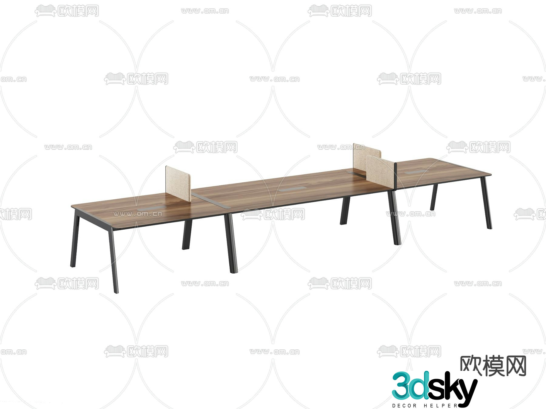 Card space desk workstation staff table 3D model