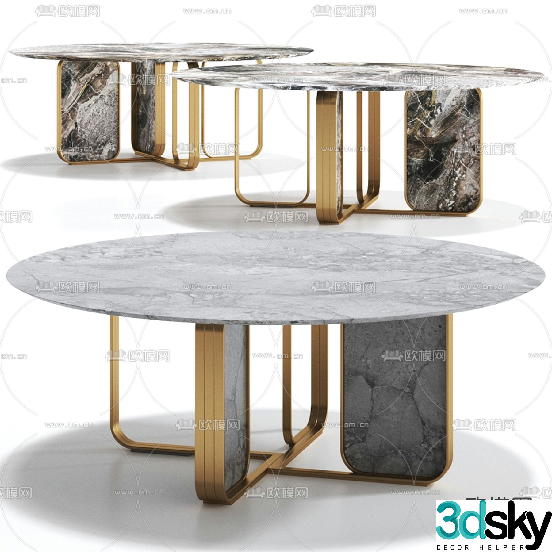 Round coffee table slate coffee table 3d model