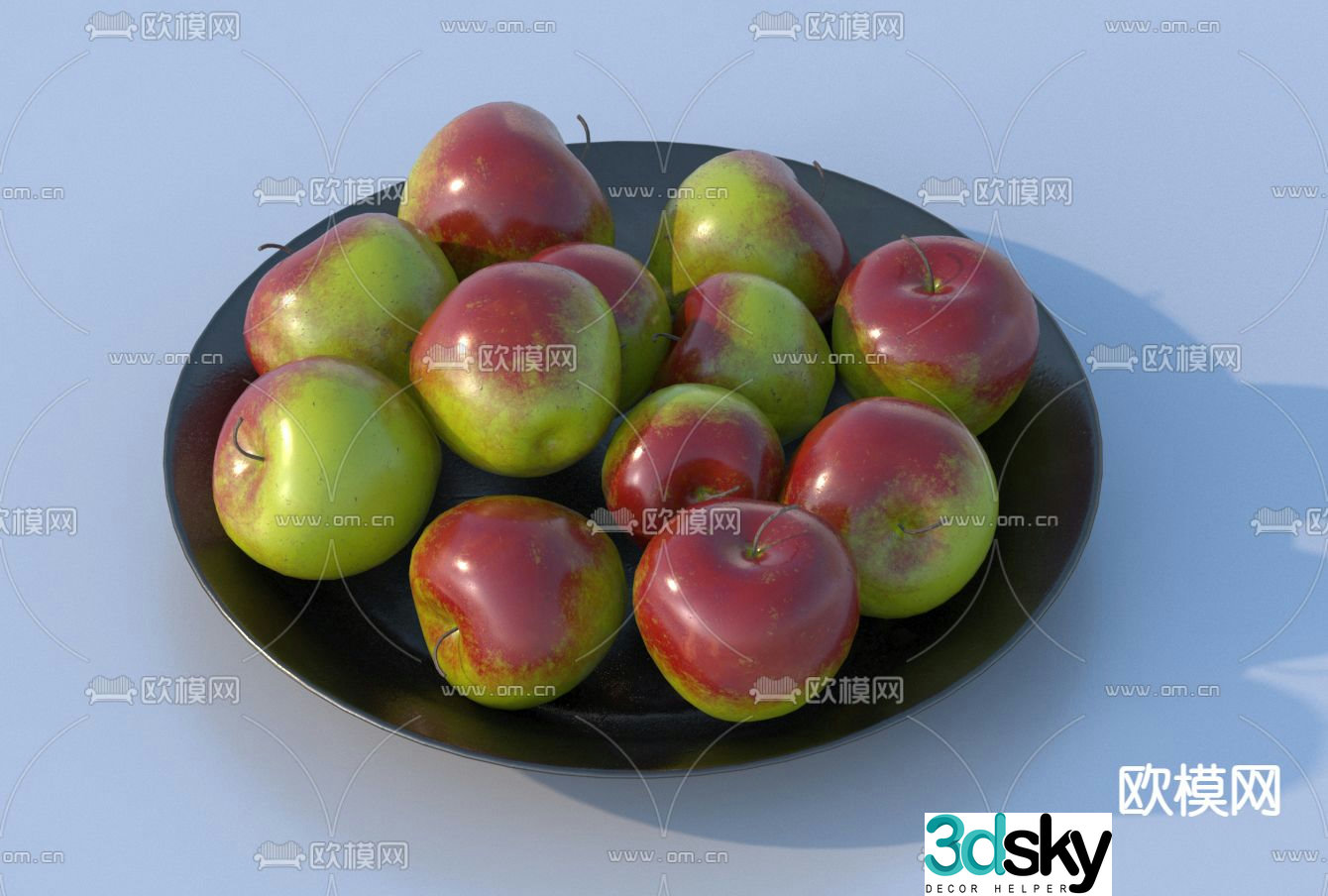 apple fruit plate 3d model