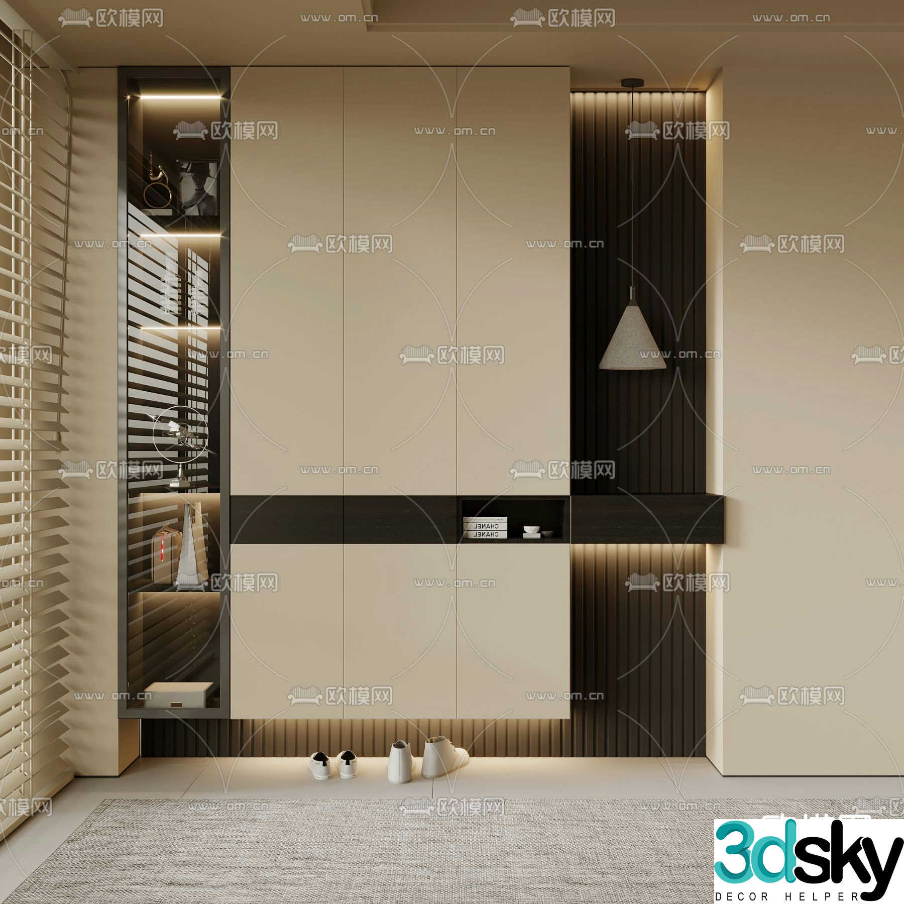 3D model of the entrance shoe cabinet
