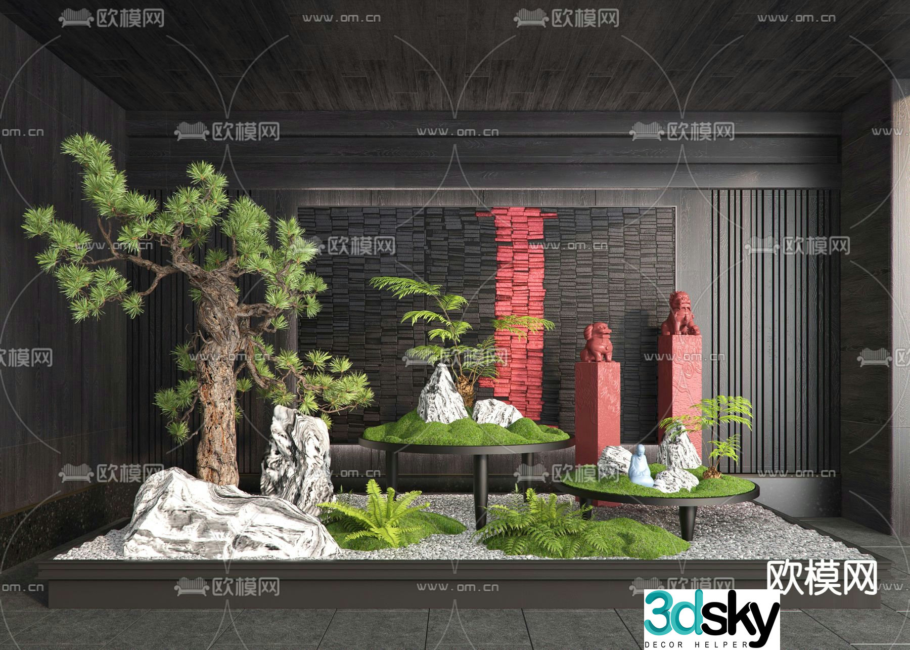 Indoor landscaping plant pile 3d model