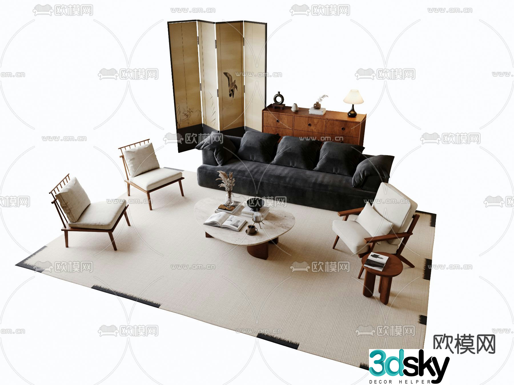 Medieval style modular sofa 3D model