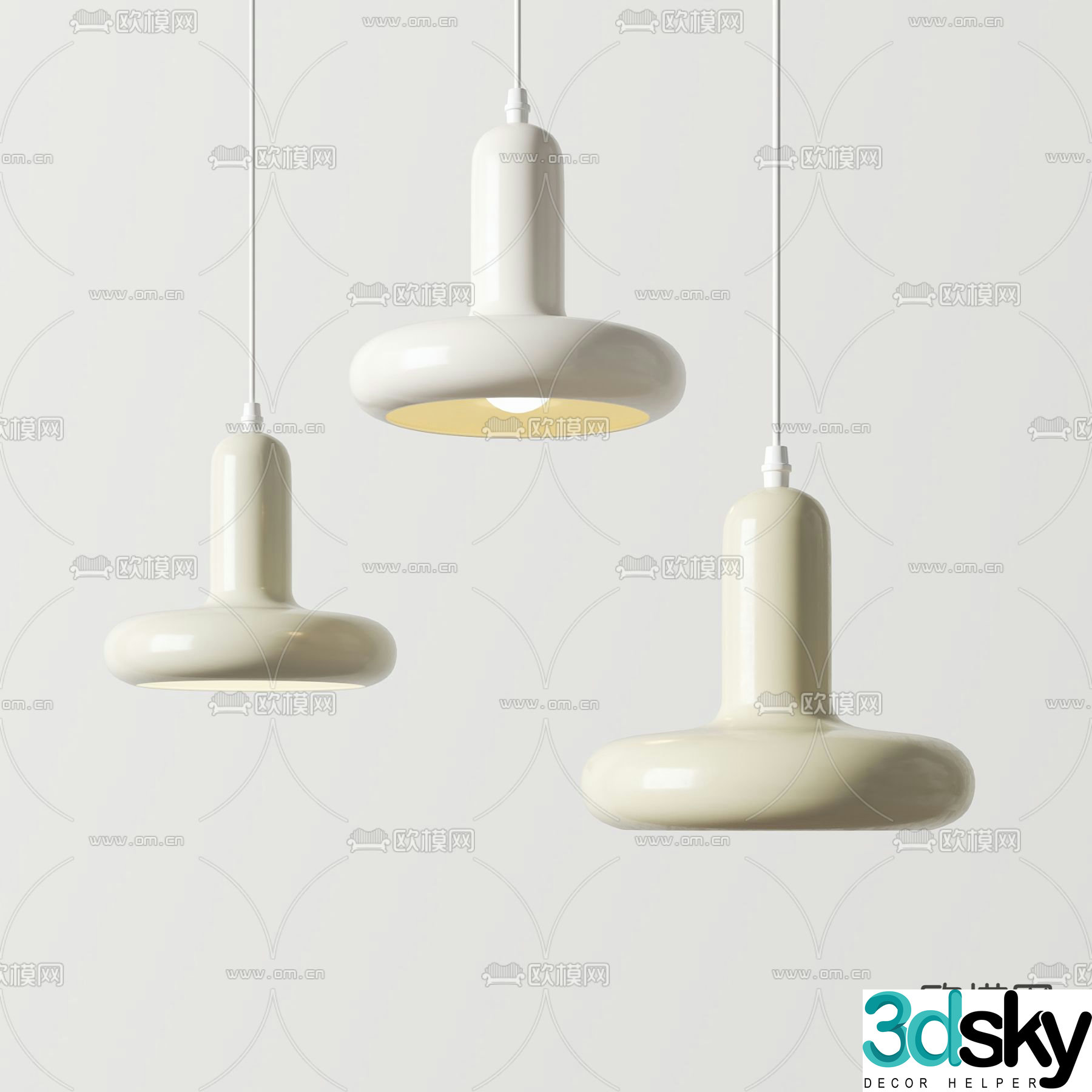 Cream style small chandelier 3d model