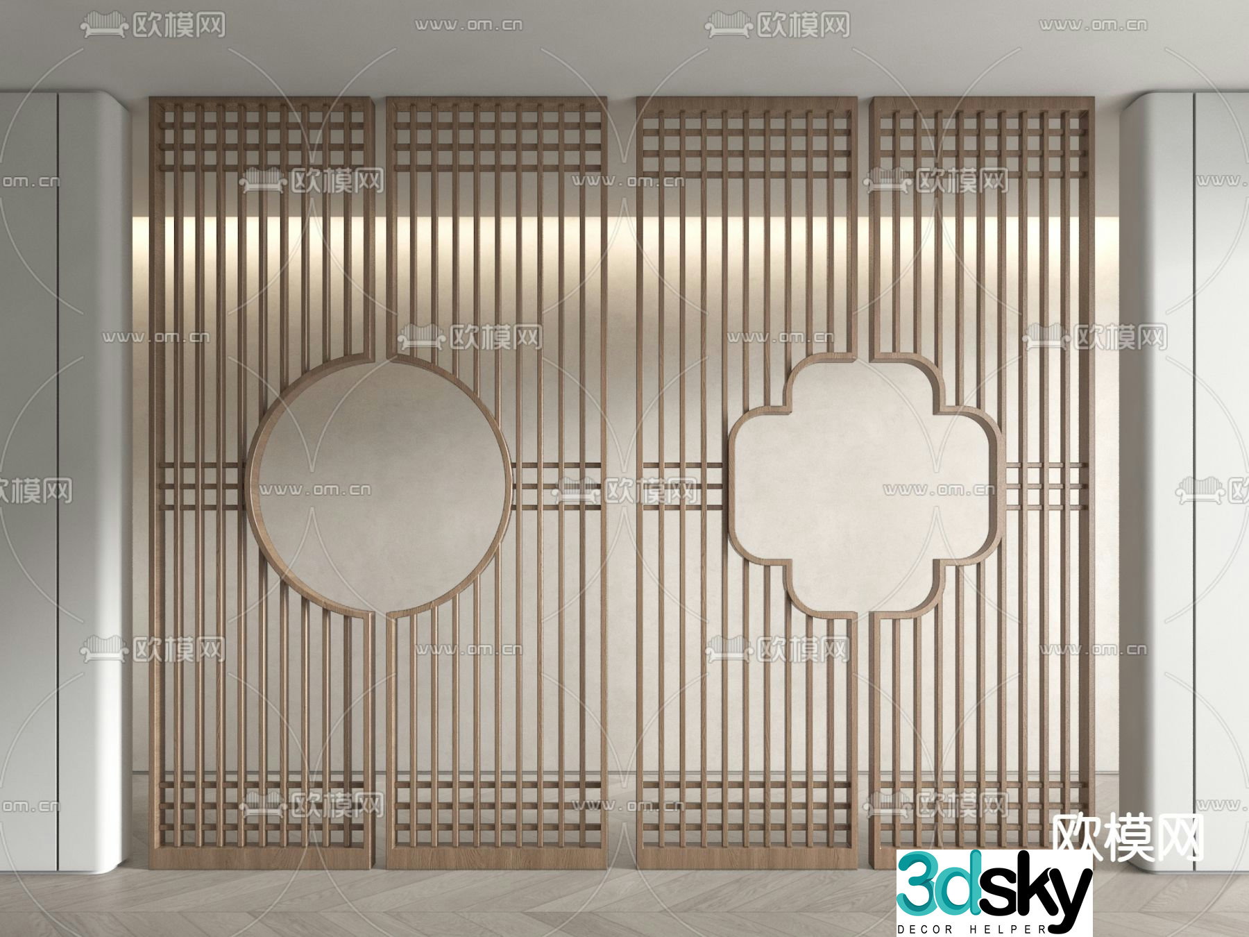 Screen partition wooden screen hollow partition 3d model