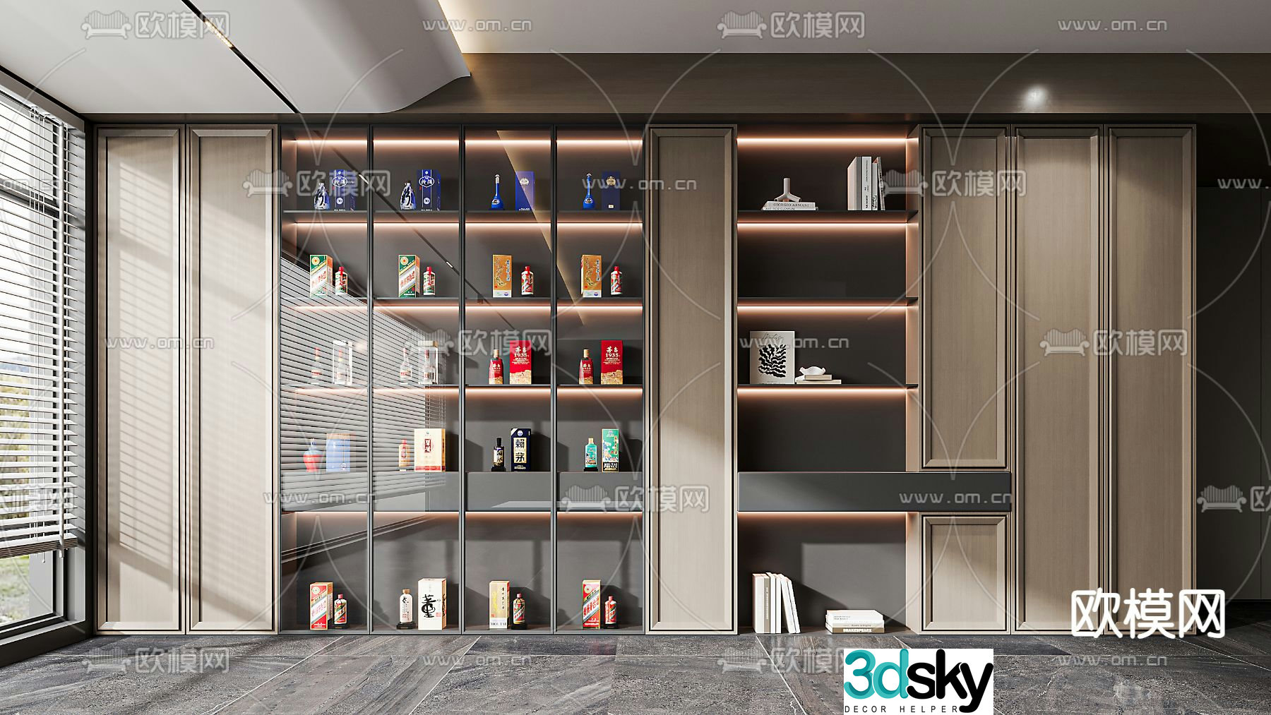 New Chinese style wine cabinet liquor cabinet decorative cabinet 3D model