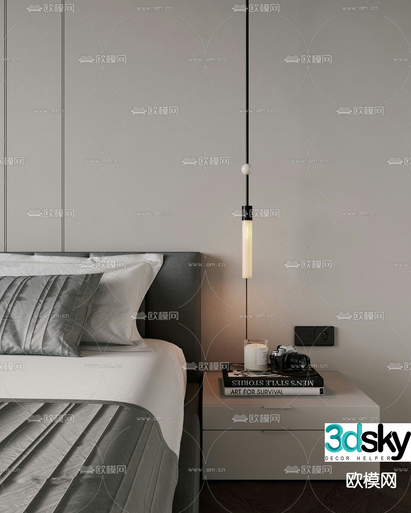 3D model of small chandelier at the bedside