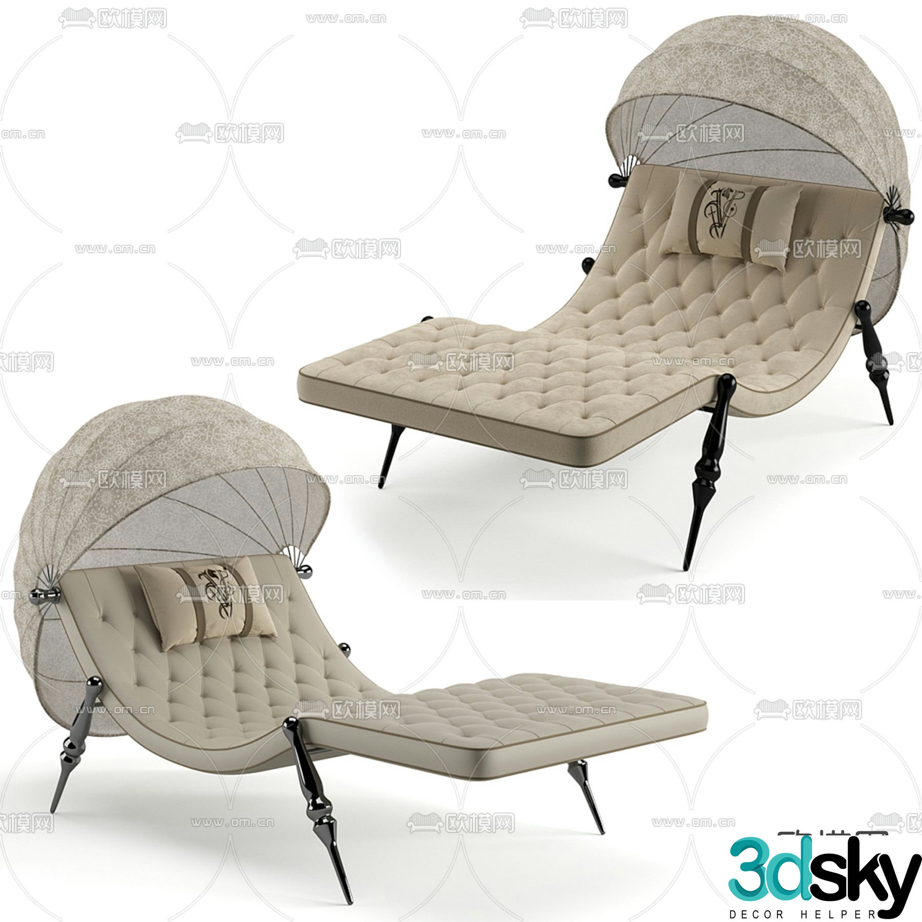 Outdoor lounge chair leisure lounge chair 3d model