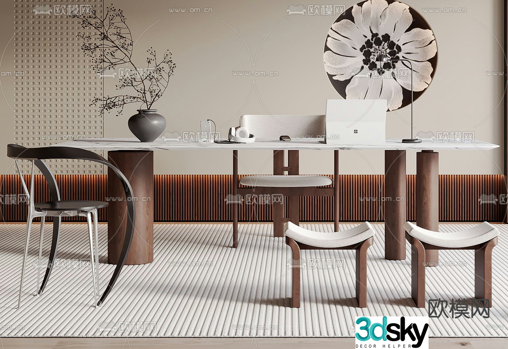 Medieval style desk writing desk computer desk 3d model