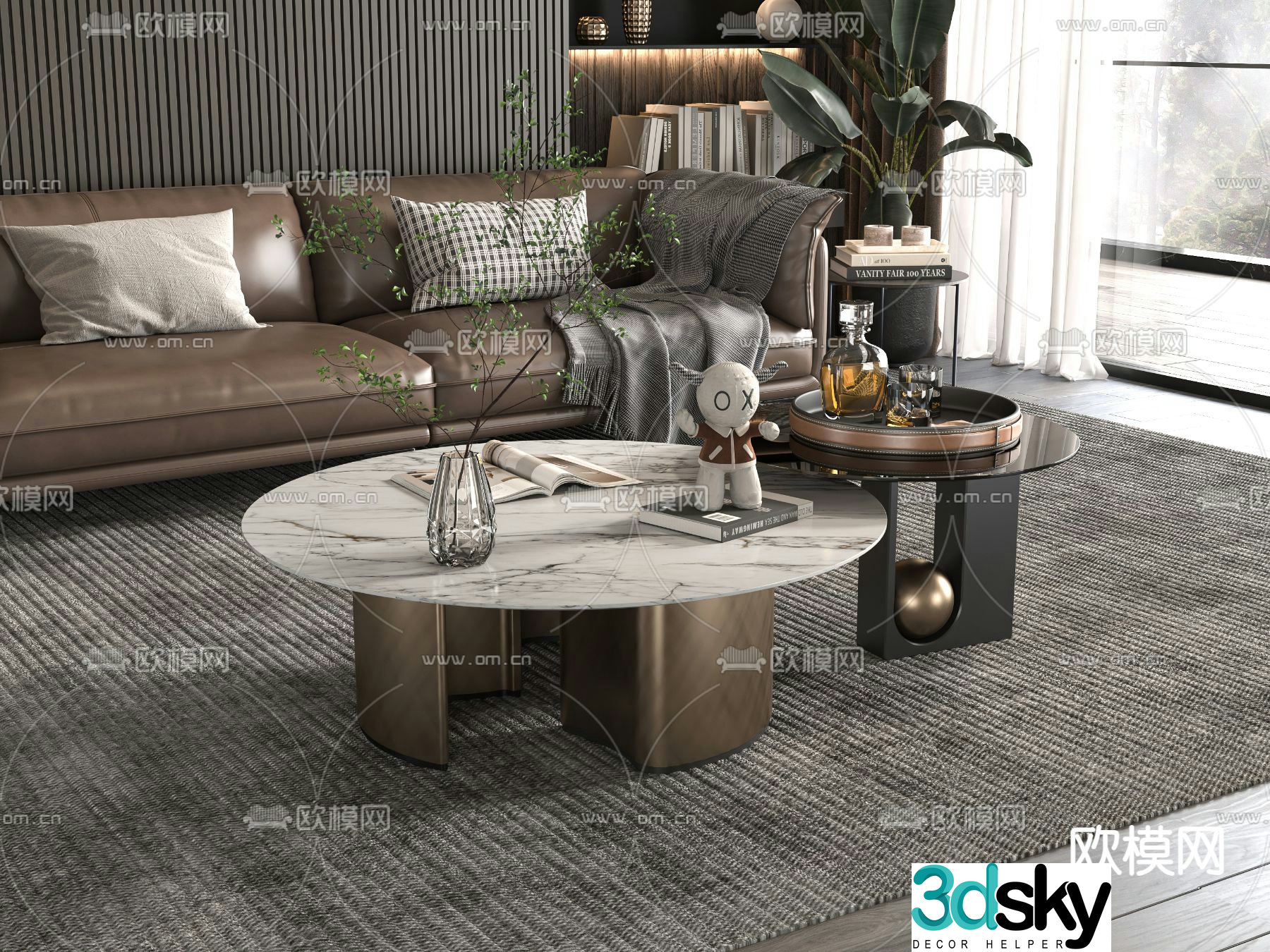 Modern coffee table mother-in-law coffee table 3d model