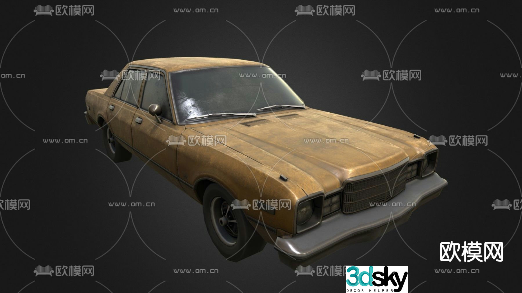 dilapidated car 3d model