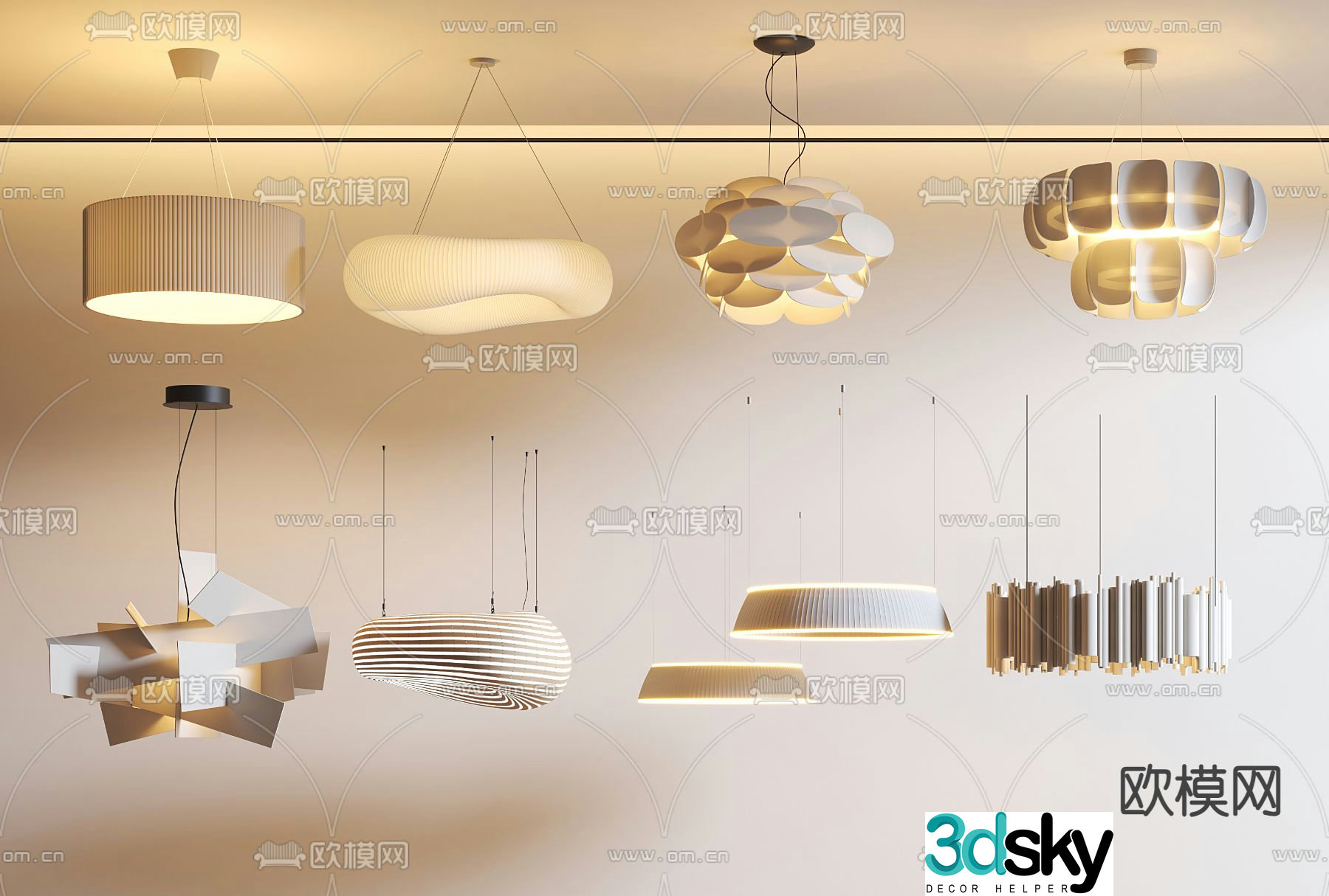Cream style chandelier restaurant chandelier 3d model
