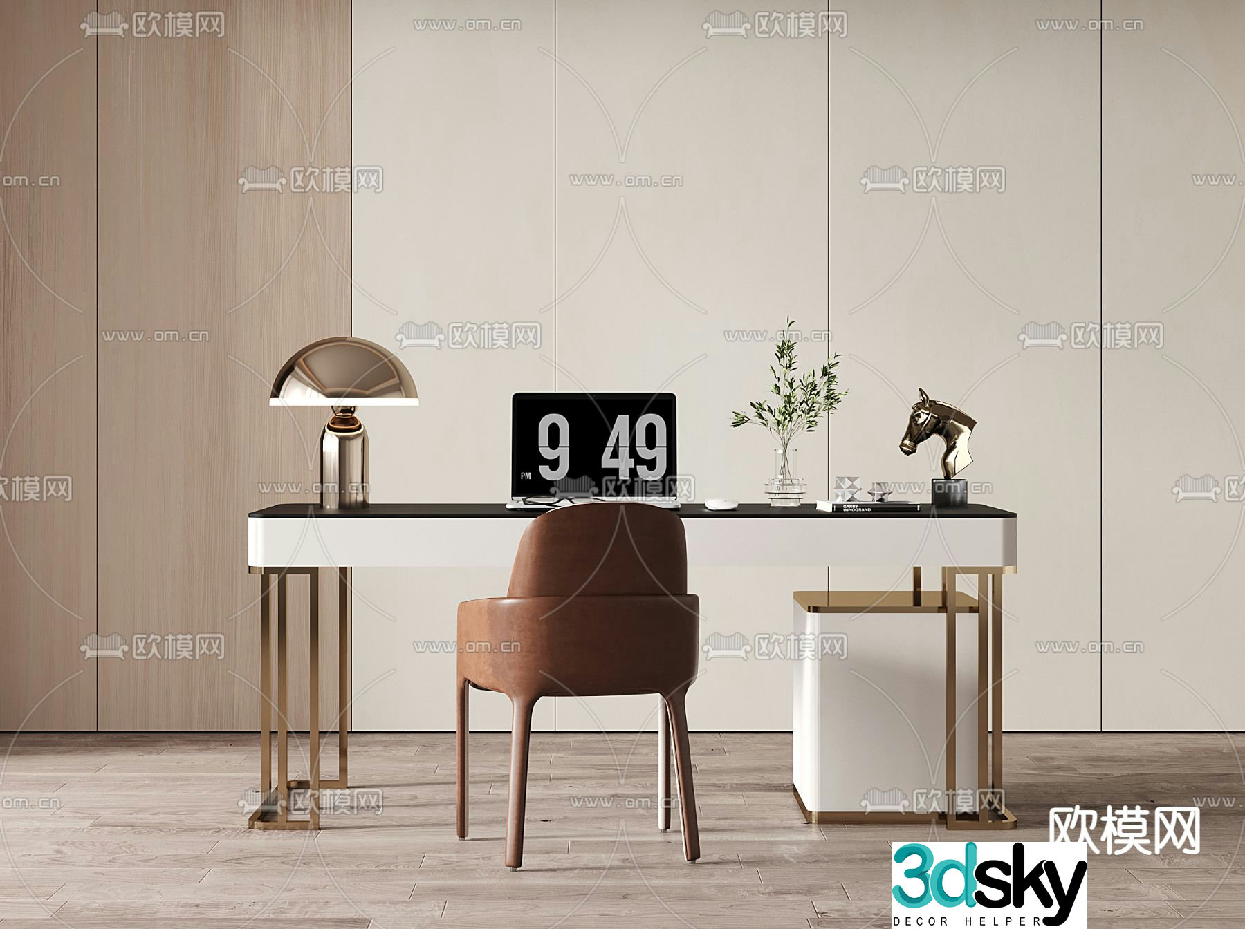 Modern desk chair desk 3d model