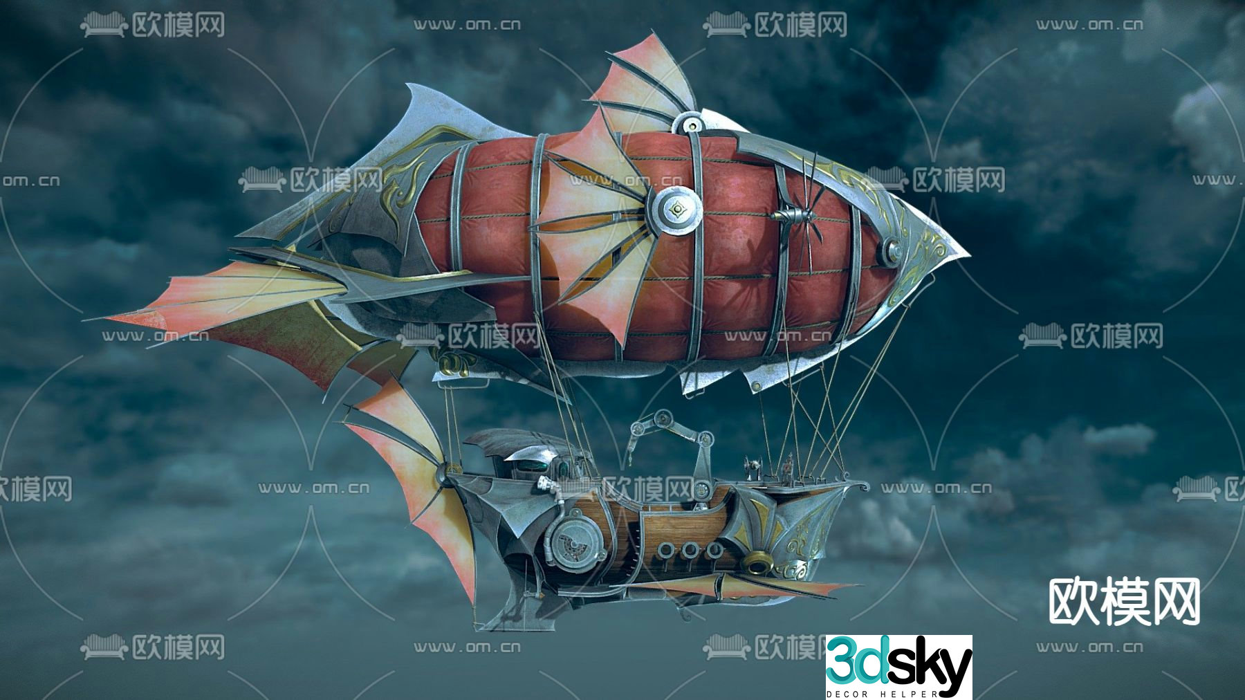 cartoon airship 3d model