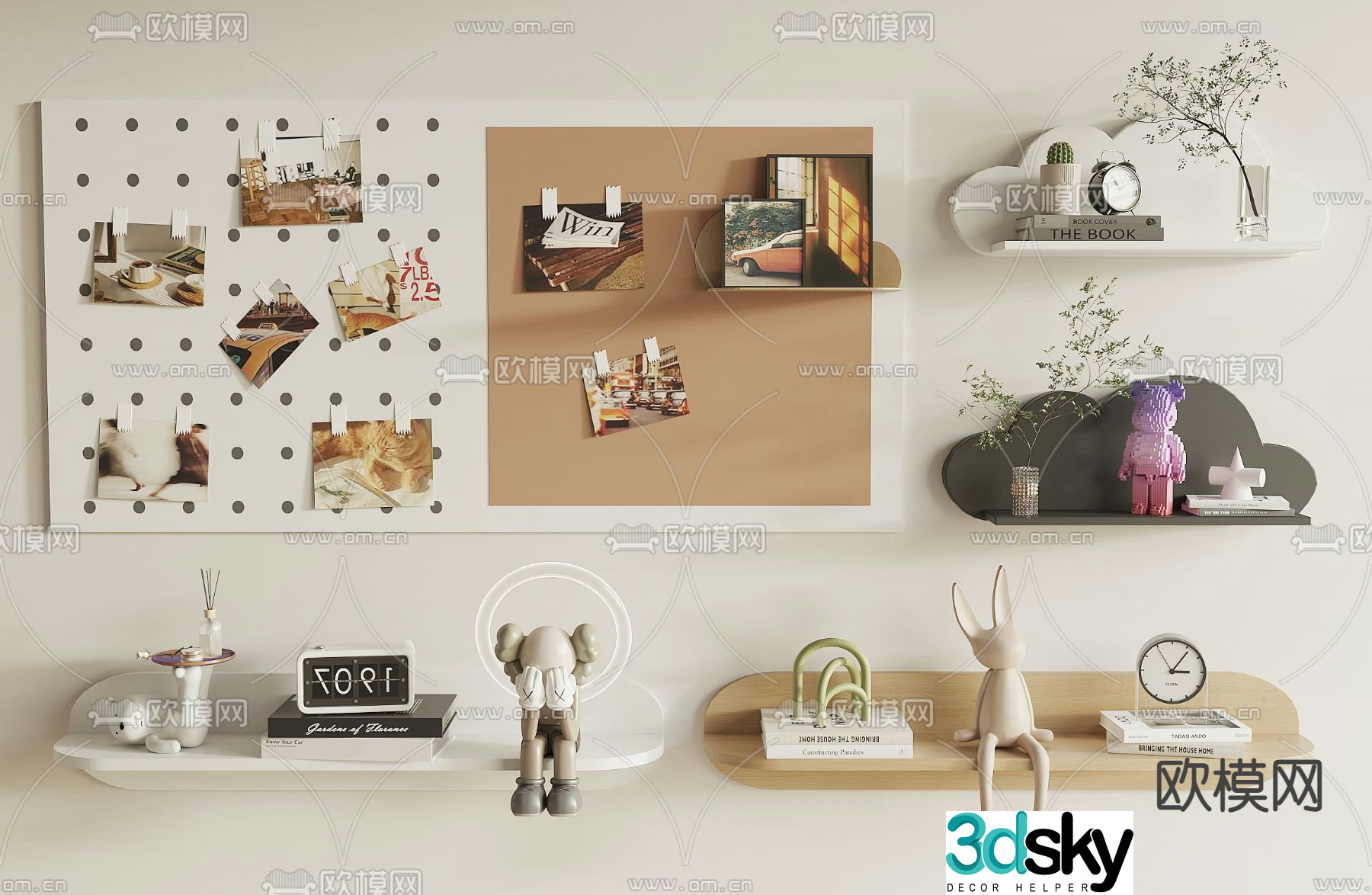 Wall decorations wall hanging shelves 3d model