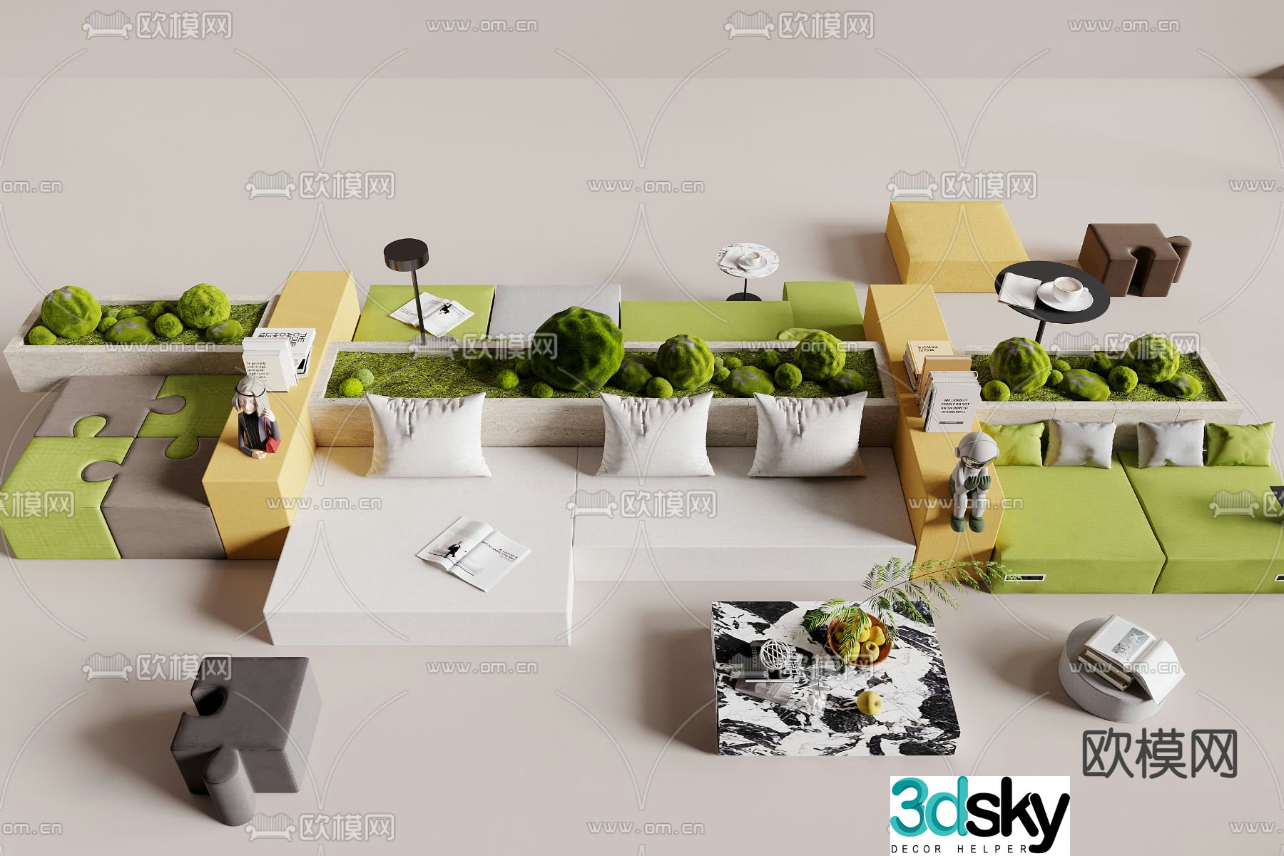 Office sofa leisure sofa booth sofa 3D model