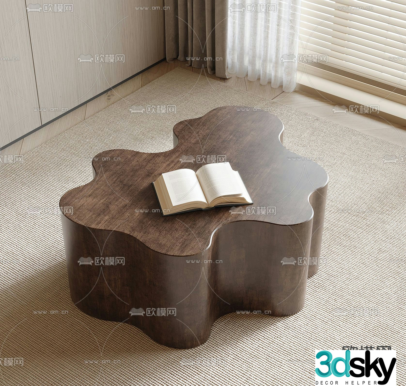 Medieval style coffee table special shaped coffee table 3d model