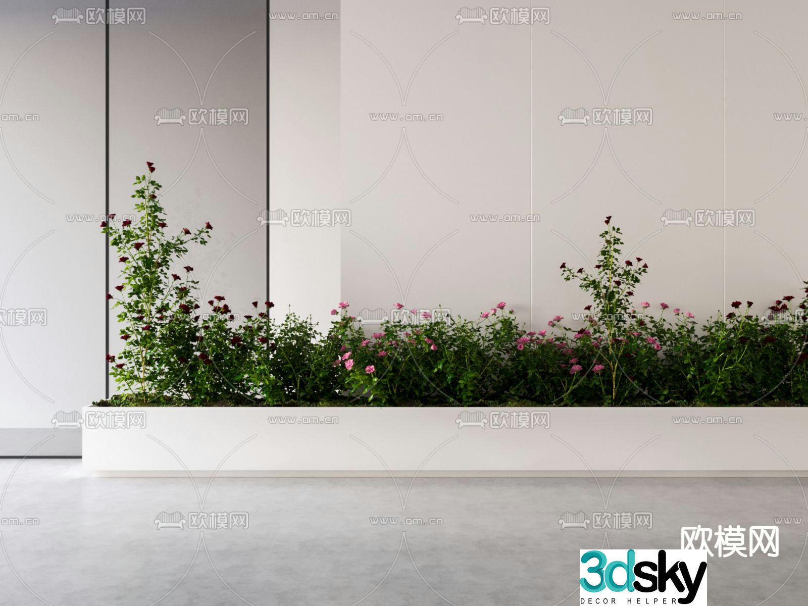 Outdoor flower box flower bed flower slot plant pile 3d model