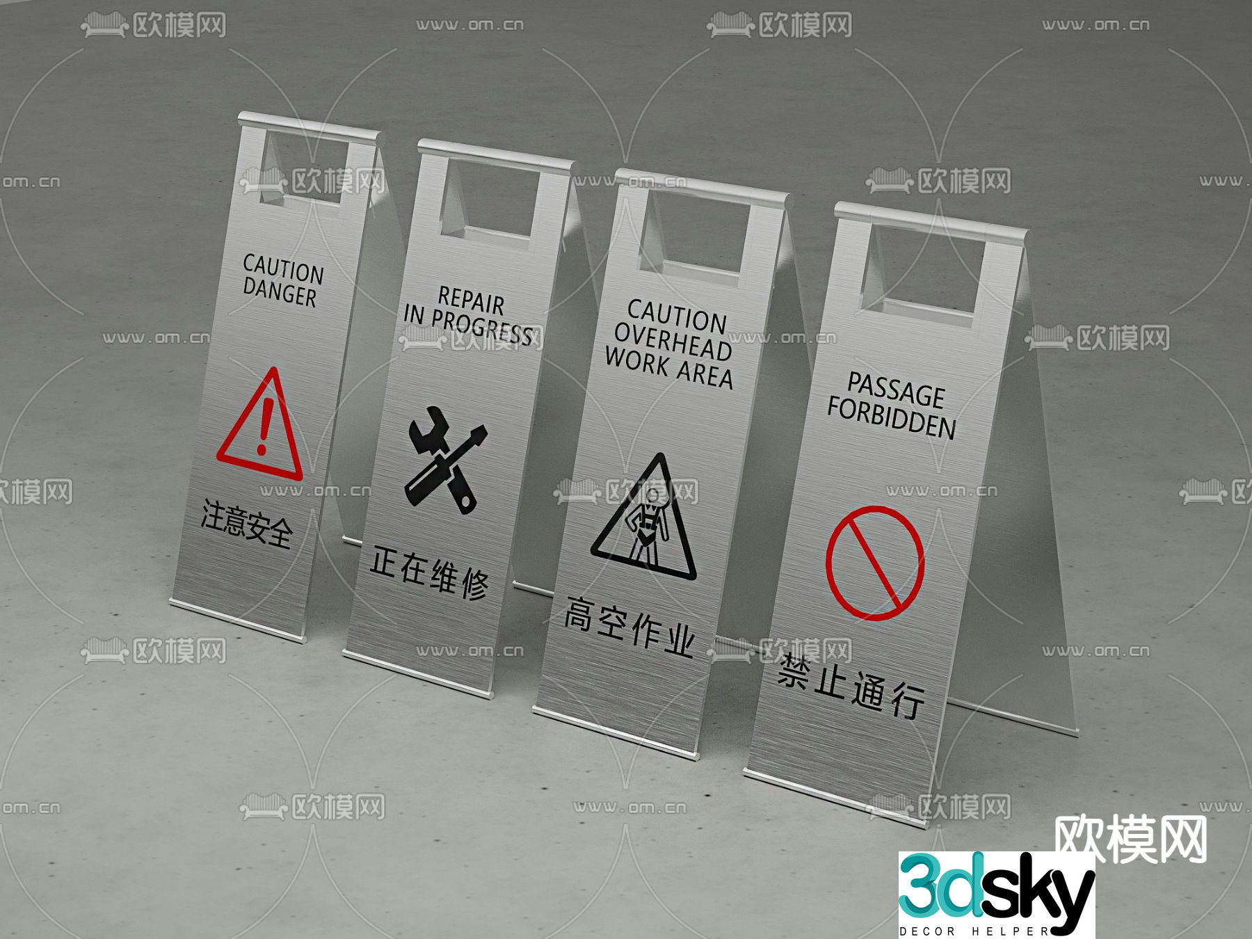 Signage guide sign warning sign 3d model
