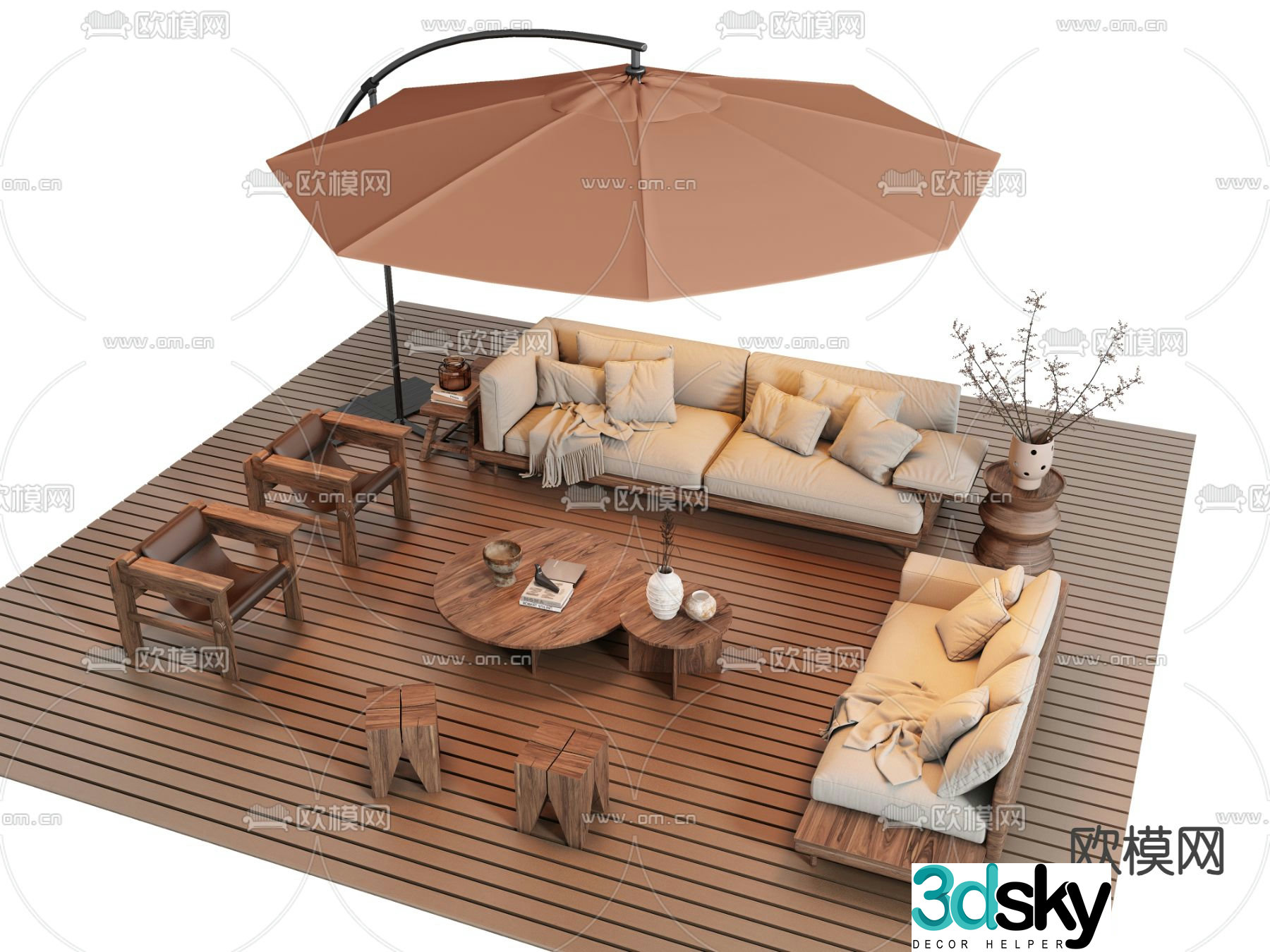 Outdoor sofa modular sofa 3d model
