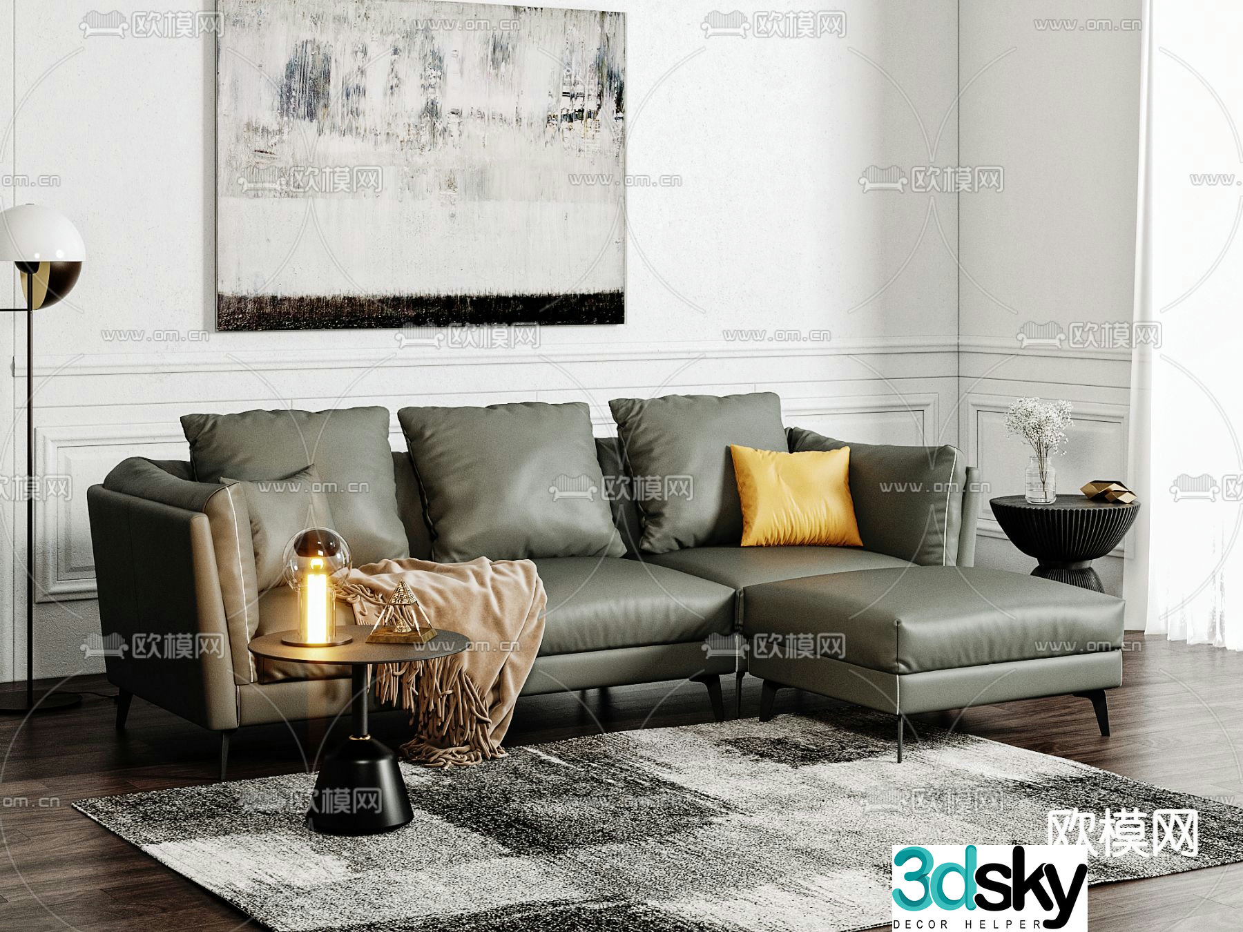 Corner sofa leather sofa 3d model