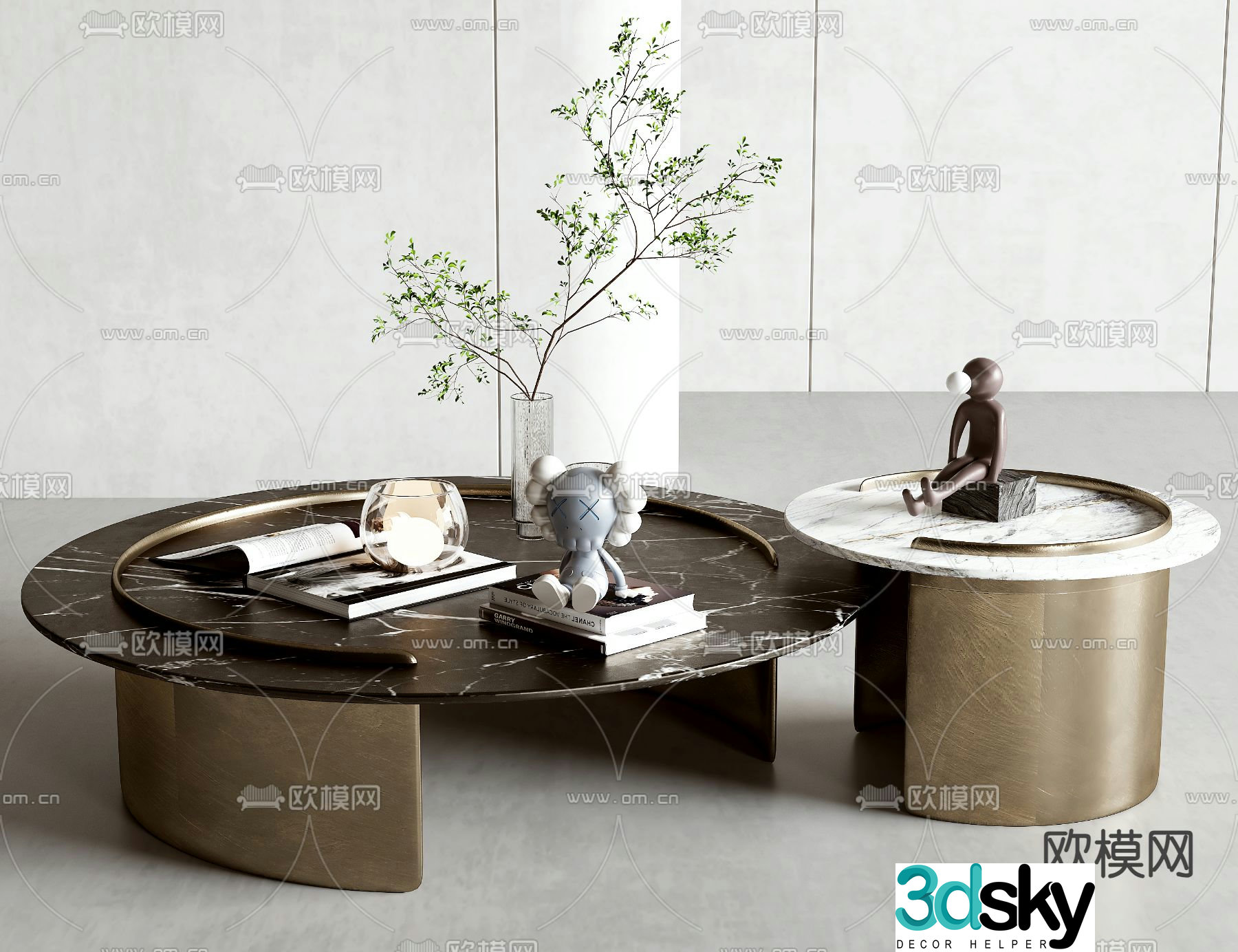 Light luxury coffee table mother-in-law coffee table 3d model